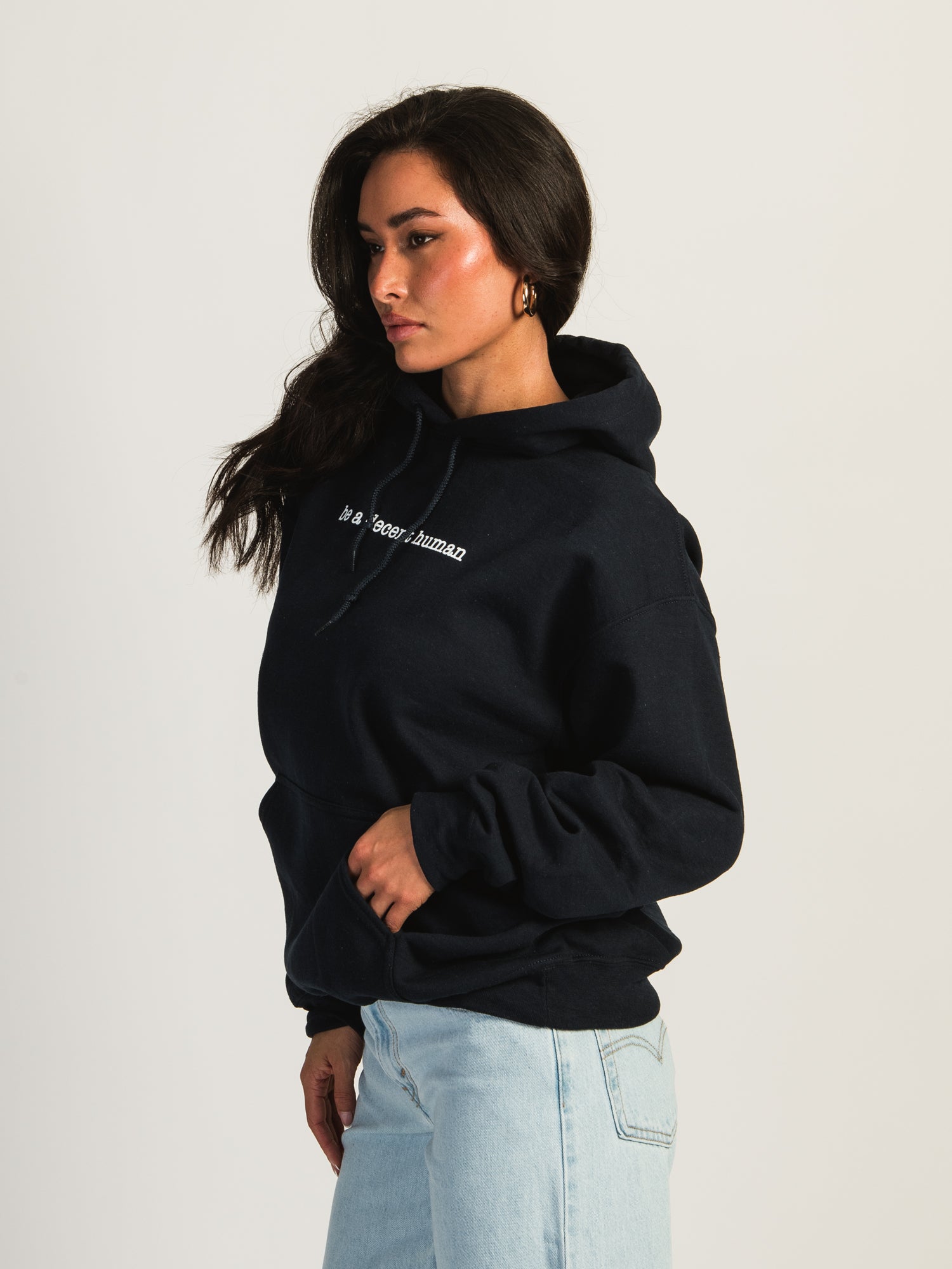 Barstool Sports 'Be a Decent Human' Pullover Hoodie - Men's Casual Sweatshirt for Streetwear & Lounge Wear - Clearance Sale