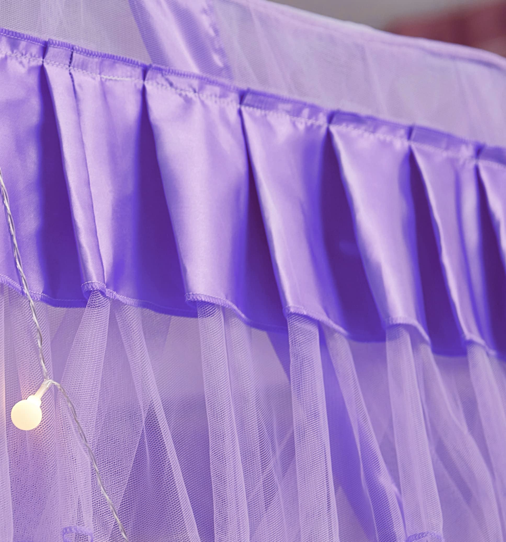 Mengersi Full Size Canopy Bed Curtains for Kids - Purple Princess Bed Drapes, Boys Girls Bedroom Decor, Dreamy Canopy for Daytime Naps & Fantasy Play