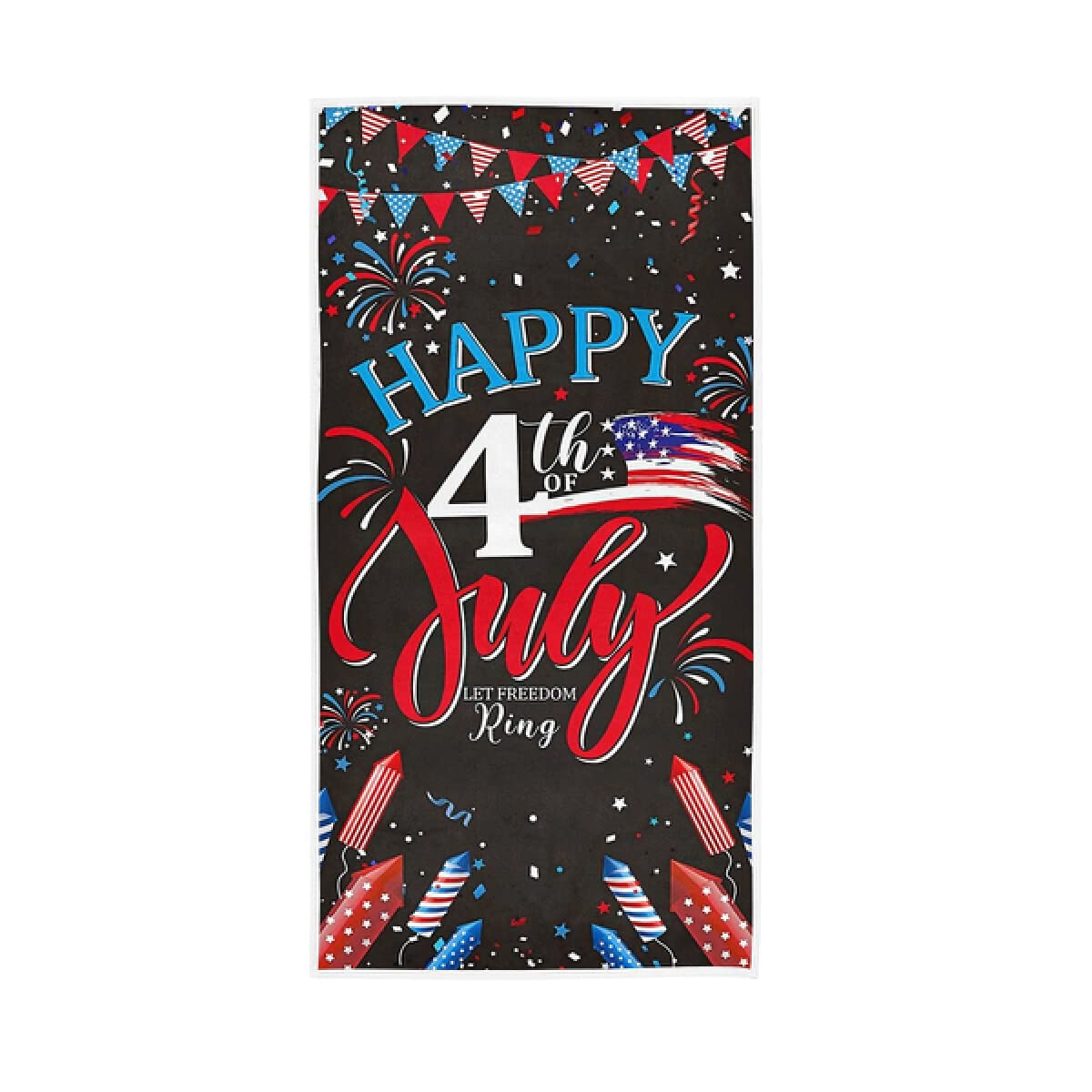 God Bless America Patriotic Hand Towel Set - 4th of July Cotton Dish Towels & Face Towels (30x15 inch) - Kitchen, Bathroom Decor - Perfect for Independence Day, Mothers Day, Gym, Yoga & Beach