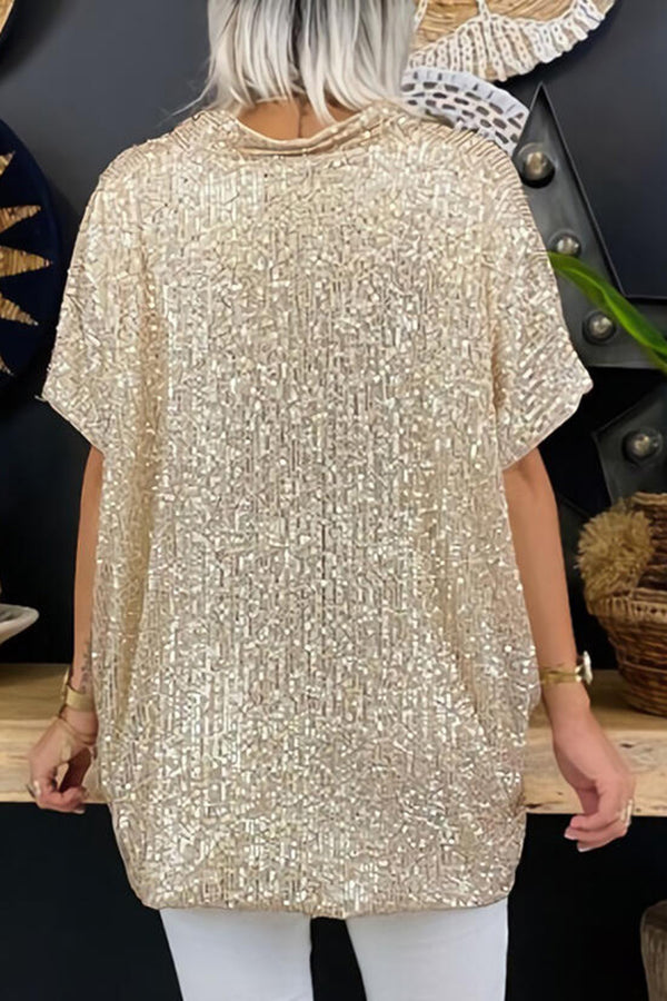 Sparkly Sequin Loose Fit Blouse for Women | Elegant Party Top | Perfect for Night Out, Club Wear & Special Occasions