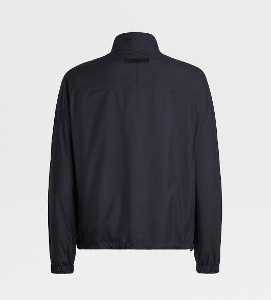 ZEGNA Men's Navy Solid Windbreaker Jacket - Lightweight Water-Resistant Outdoor Coat for Hiking, Running & Travel