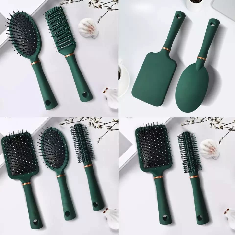 YARAX 4-Piece Hair Brush Set - Anti-Static Oval Comb, Round Brush, Vent Brush & Detangling Paddle Brush for Women, Men & Kids - Perfect for Wet/Dry Hair, Detangling, Shine & Scalp Massage - Ideal for Home, Travel & Salon Use