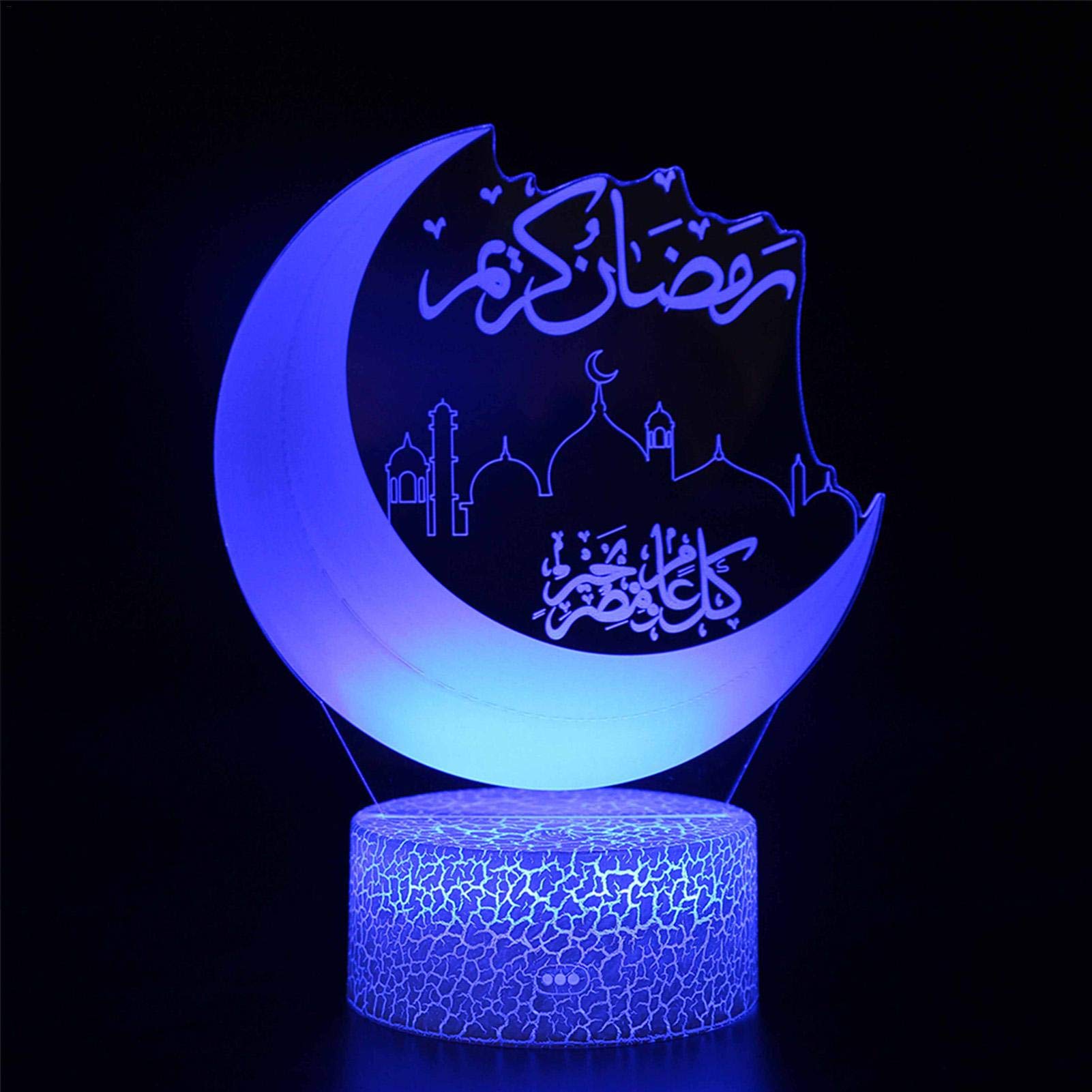 3D LED Moon Table Lamp - Ramadan Decoration Light, Bedside Night Light with Warm White Glow | Perfect for Ramadan Decor, Bedroom Atmosphere, Gift for Eid Mubarak & Sleep Aid Lighting