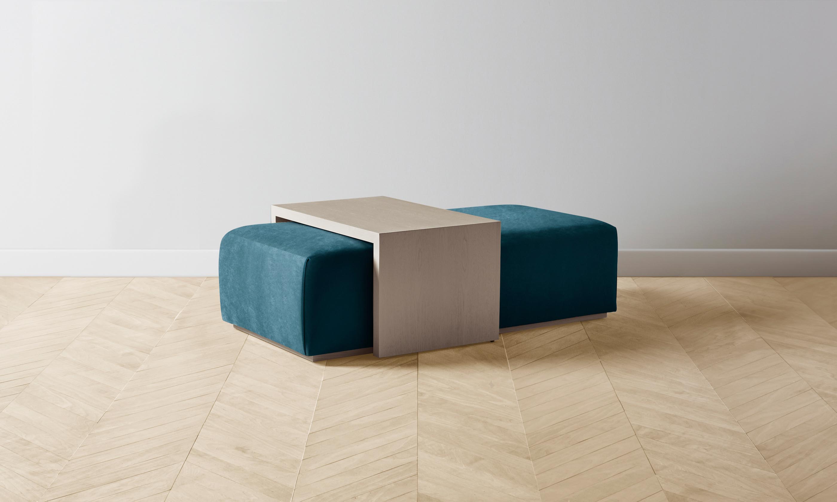 The Bowery Ottoman - Performance Velvet Lagoon Blue Storage Bench for Living Room, Bedroom & Entryway - Stylish Footrest & Seating Solution for Home Decor