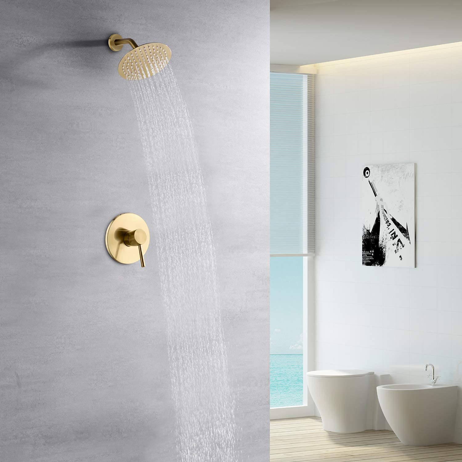 Brushed Gold Shower Faucet S3221BGI & Tub Shower Faucet S3230BGI Set - Luxury Bathroom Fixtures for Modern Homes - Perfect for Spa-Like Showers and Relaxing Baths