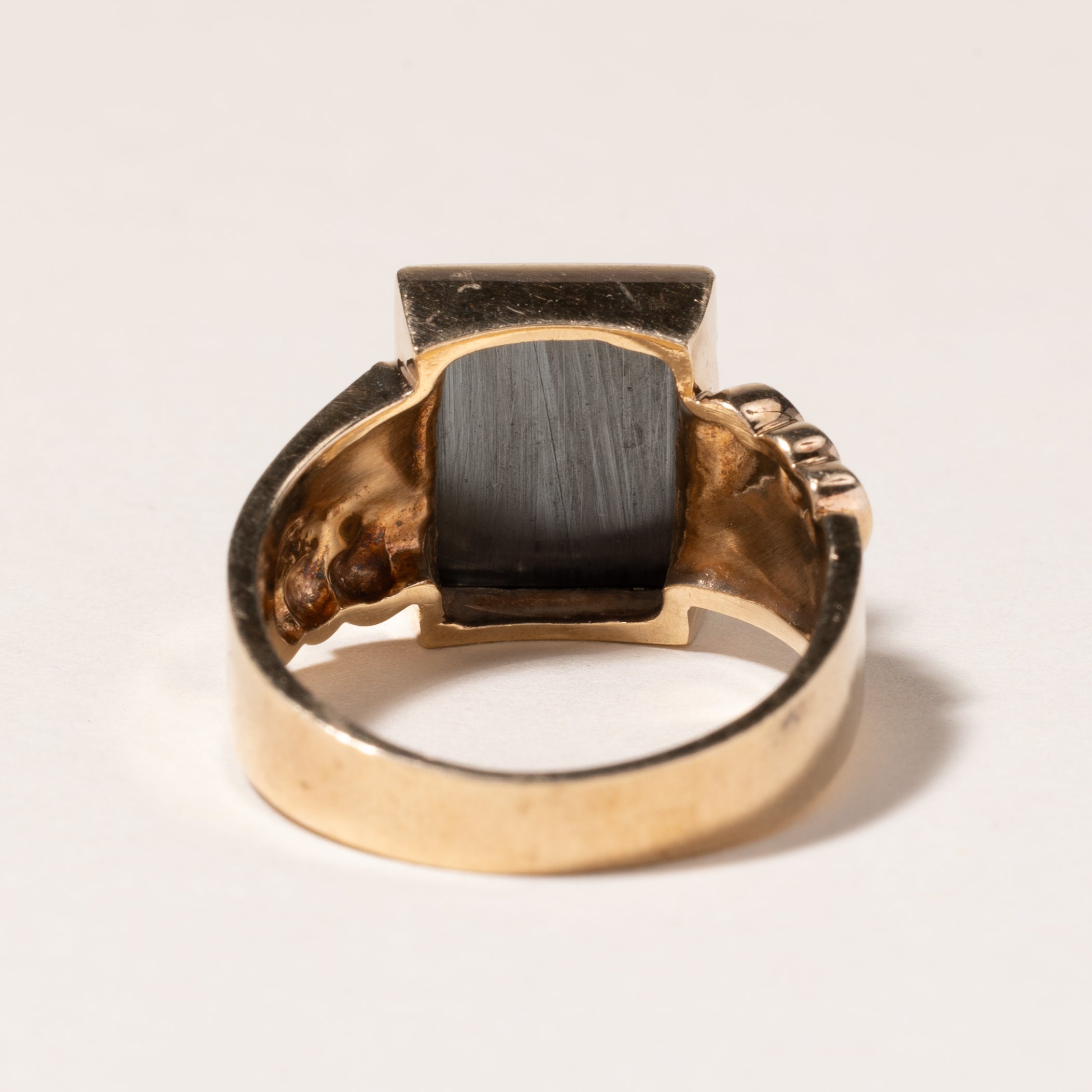 10K Yellow Gold Hematite Ring for Women | 3.29ct Oval Cut Gemstone | Size 8.5 | Elegant Statement Jewelry for Parties, Weddings & Everyday Wear