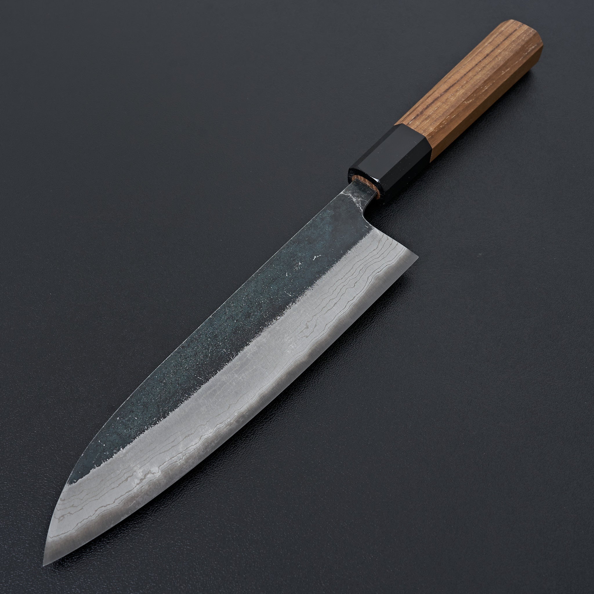 Premium Kumokage Blue #2 Kurouchi Damascus Santoku Knife 180mm - Japanese Chef Knife for Slicing, Dicing & Chopping - Perfect for Home Cooks & Professional Kitchens