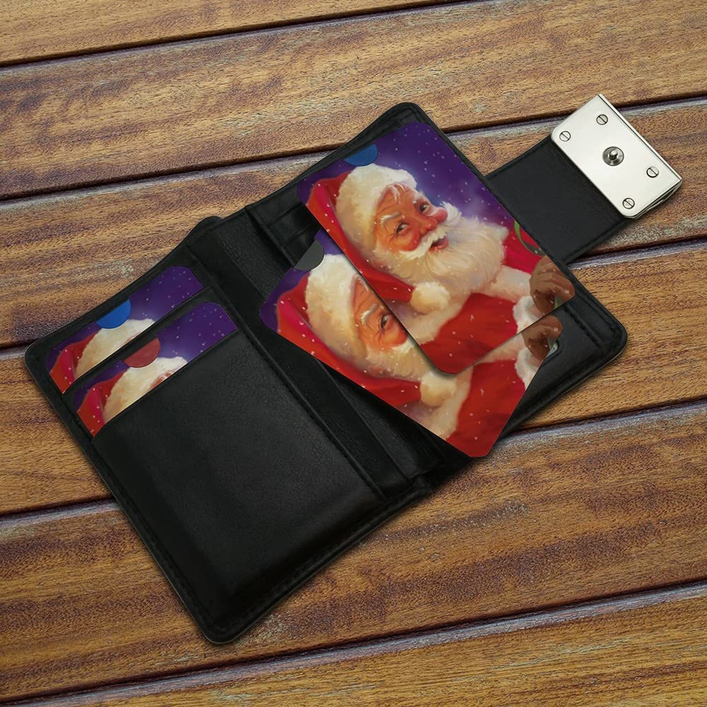 Christmas Santa Snow Flurries RFID Blocking Credit Card Holder Set of 4 - Protect Your Cards from Digital Theft | Perfect for Holiday Travel, Shopping & Gift Giving