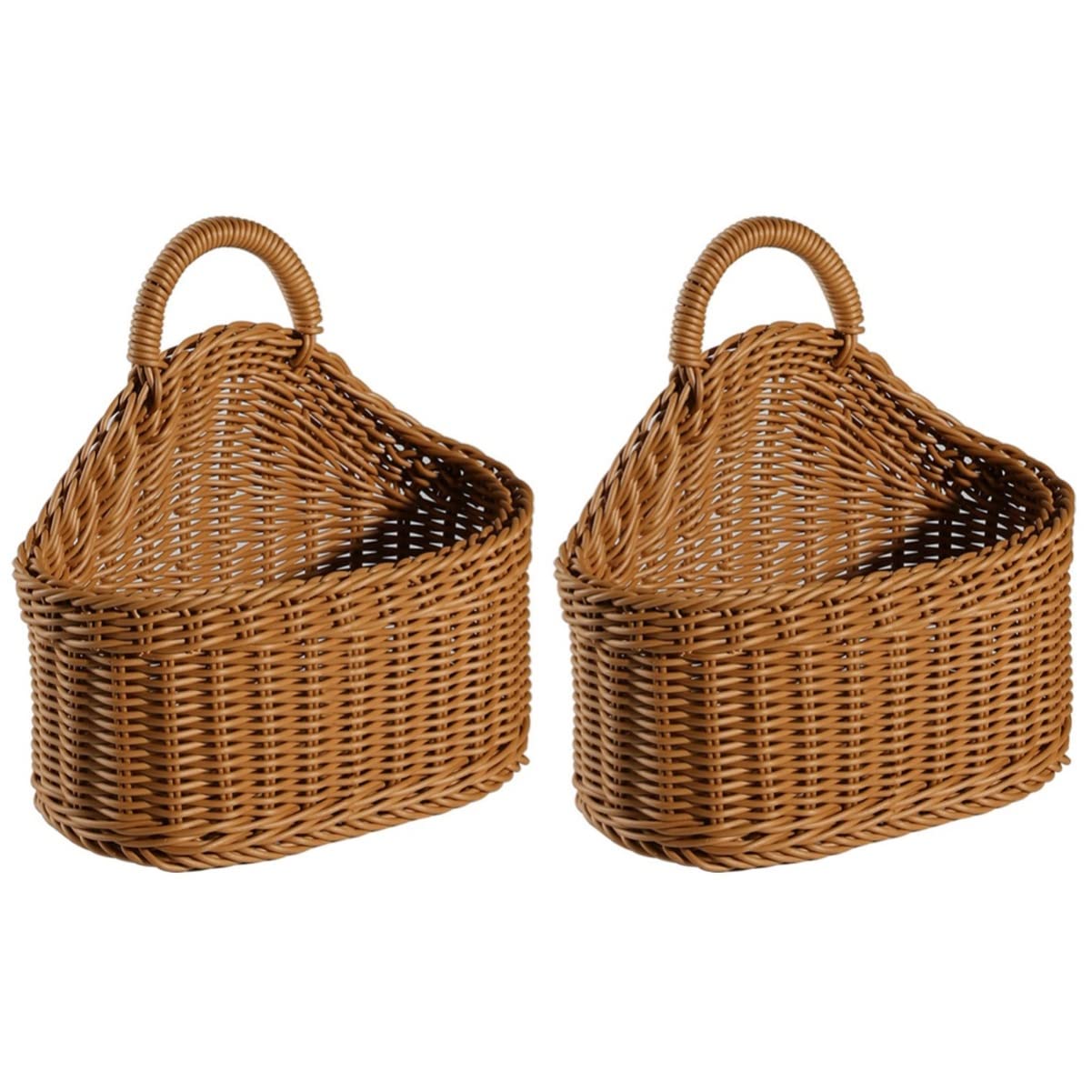 Alipis 2-Pack Woven Rattan Hanging Baskets for Fruits & Vegetables - Wall Mounted Storage Organizer for Kitchen, Pantry, or Bathroom