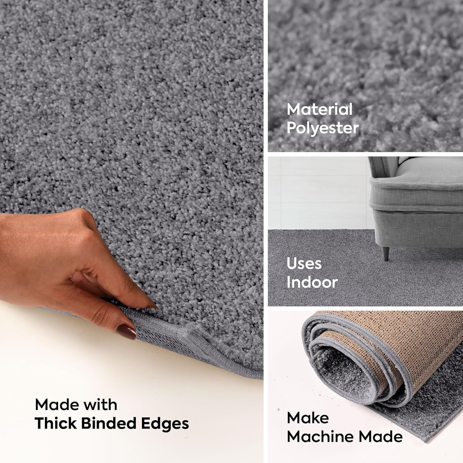 Stain Resistant 6' x 8' Rectangle Indoor Area Rug - Pet & Kid Friendly, Gray Broadway Collection for Living Room, Bedroom, Dining Room | Wedding Gift & Home Decor Essential