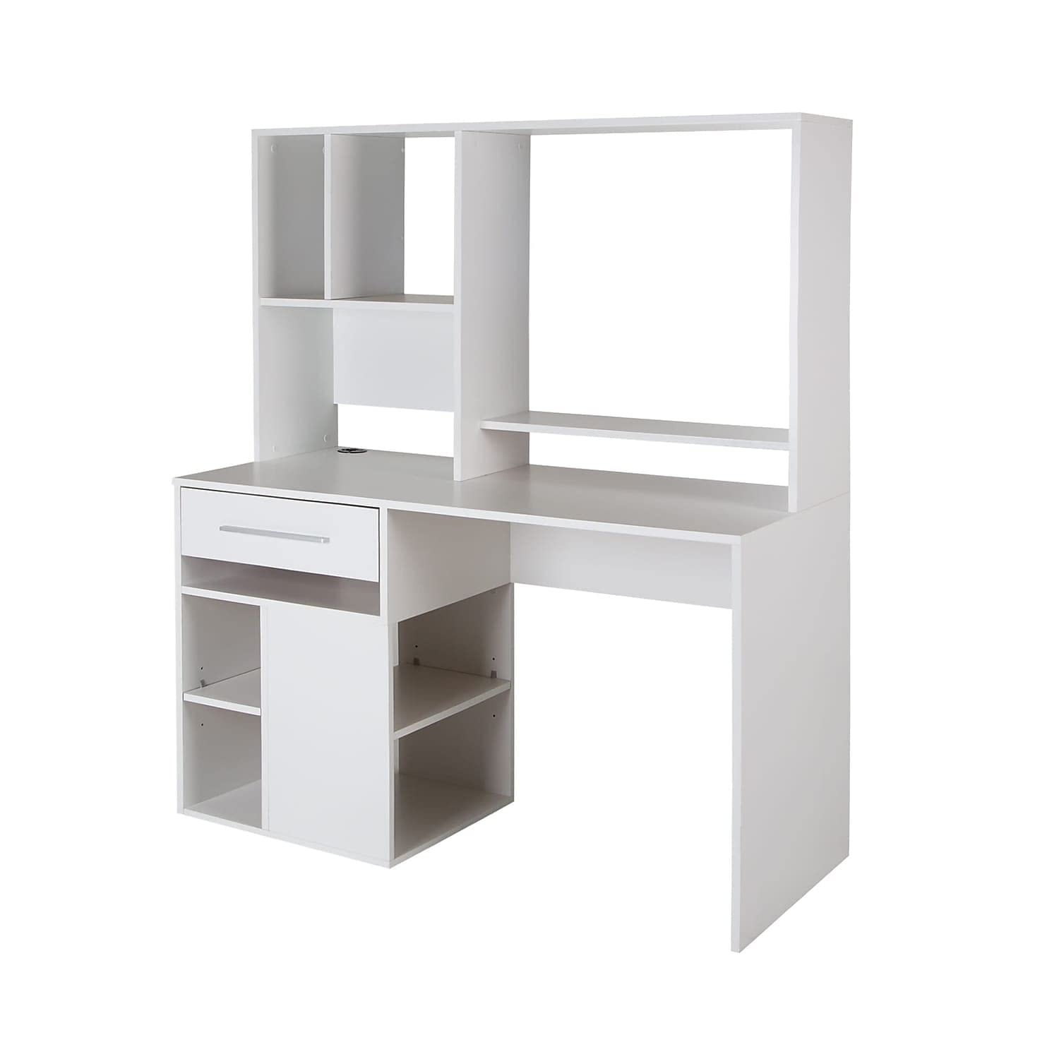 South Shore Narrow Home Office Computer Desk with Hutch, Pure White - Compact Space-Saving Workstation for Small Rooms, Apartments & Dorm Rooms
