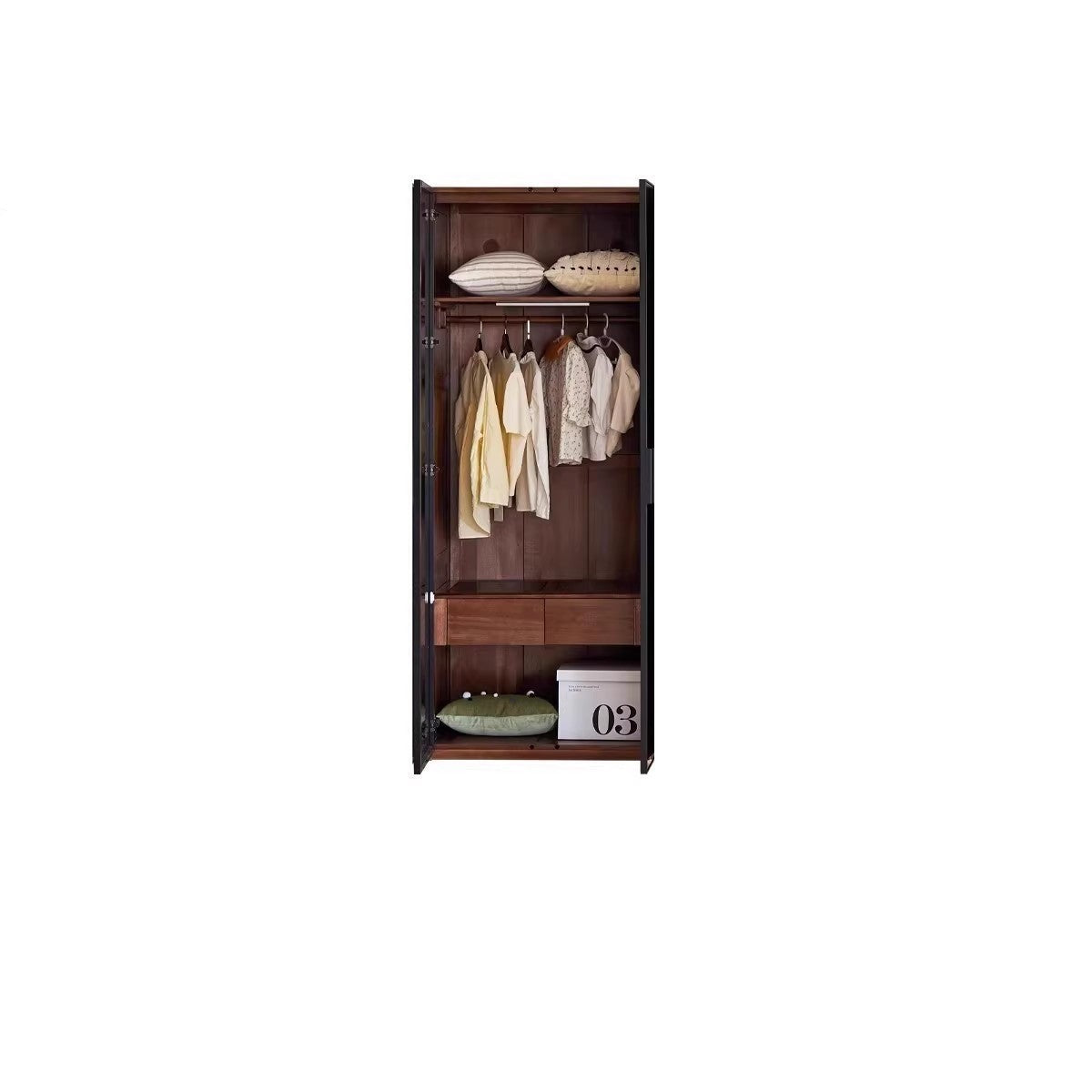 Premium Black Walnut Solid Wood Wardrobe Closet - Spacious Storage for Bedroom, Walk-In Closet & Guest Room Organization
