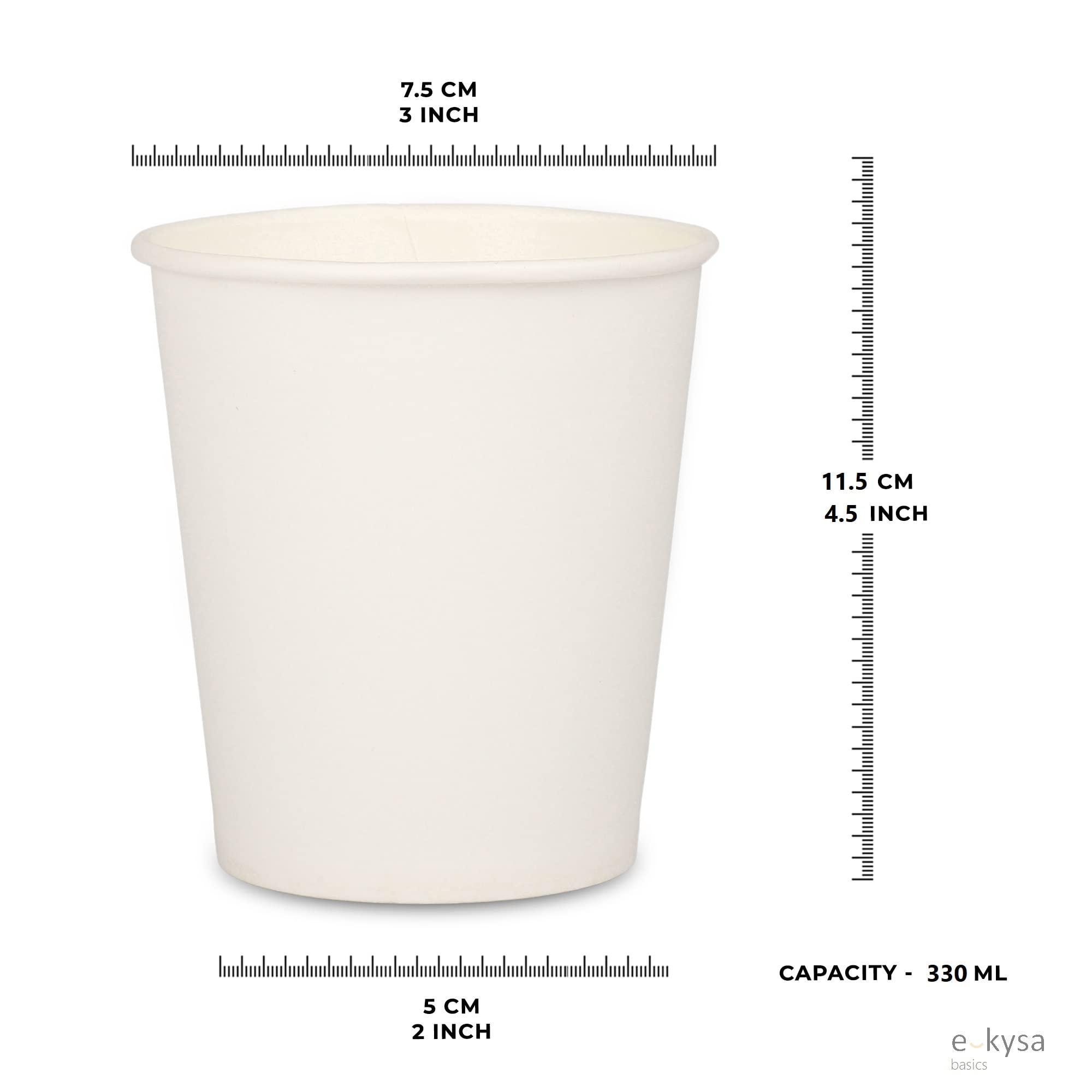 E Kysa Basics 100-Pack Disposable White Paper Tea & Coffee Cups (200ml) - Eco-Friendly Hot Drink Cups for Office, Cafes, and Home Use