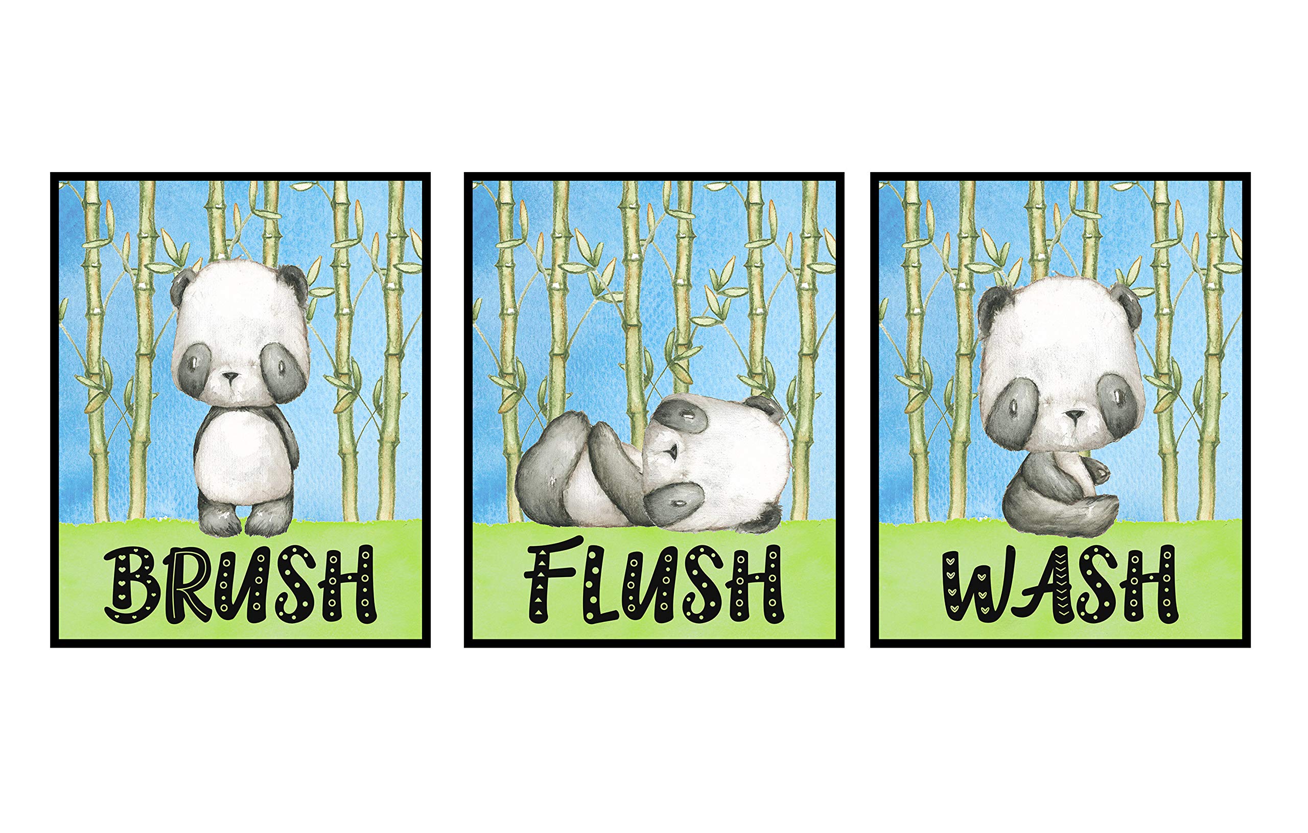 Panda Wall Art Prints - Beary Much Love Decor for Bathroom & Nursery