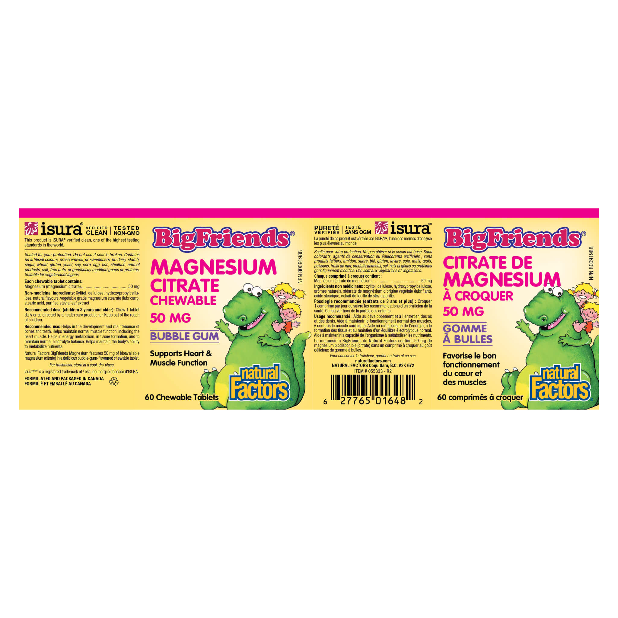 Big Friends Magnesium Citrate Chewable Tablets 50mg - Supports Muscle Relaxation & Sleep - Perfect for Athletes & Stress Relief