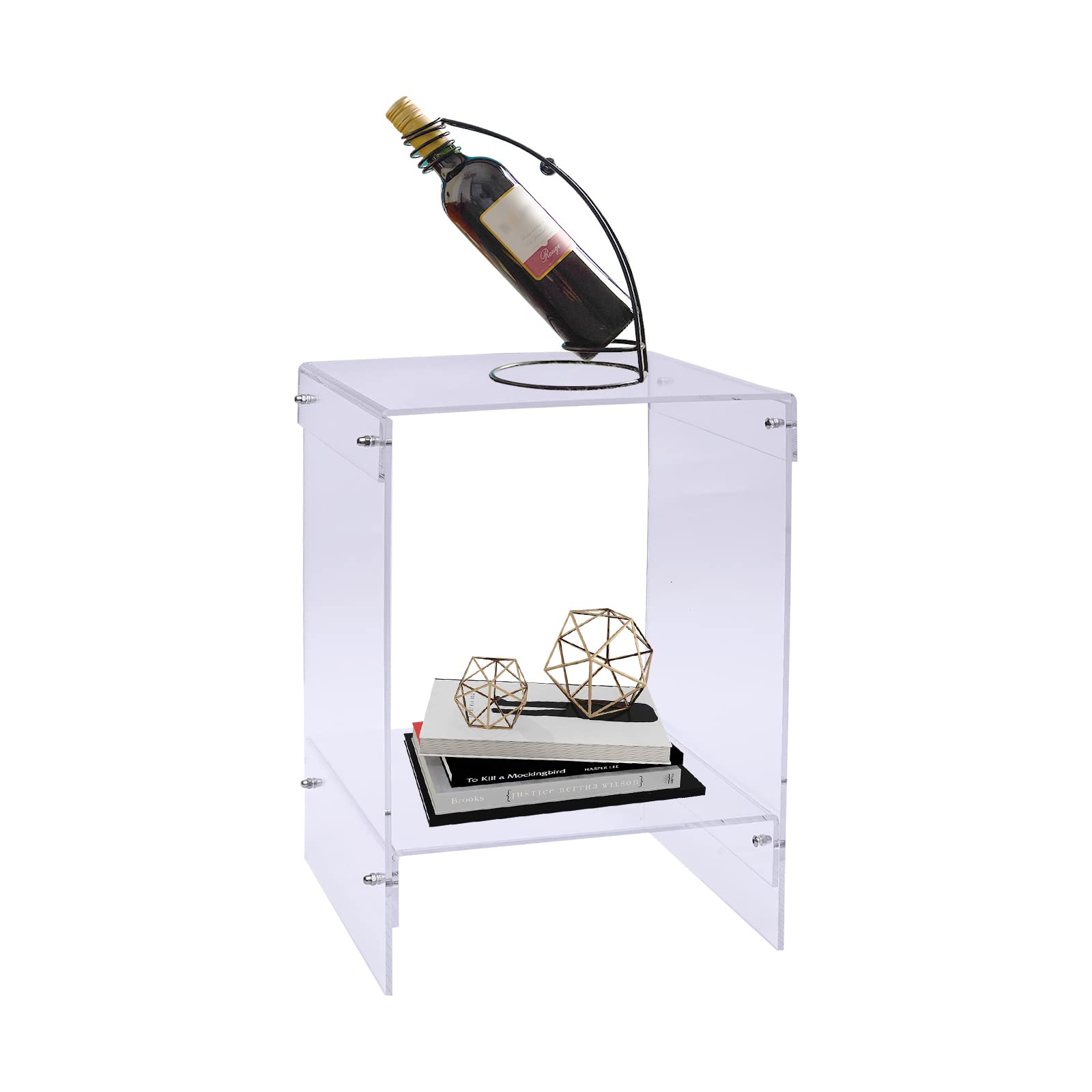2-Tier Acrylic Side Table - Modern Art-Design Nightstand for Bedroom & Living Room, Clear Multifunctional Bedside Table - Perfect for Small Spaces, Dorm Rooms & Apartment Decor
