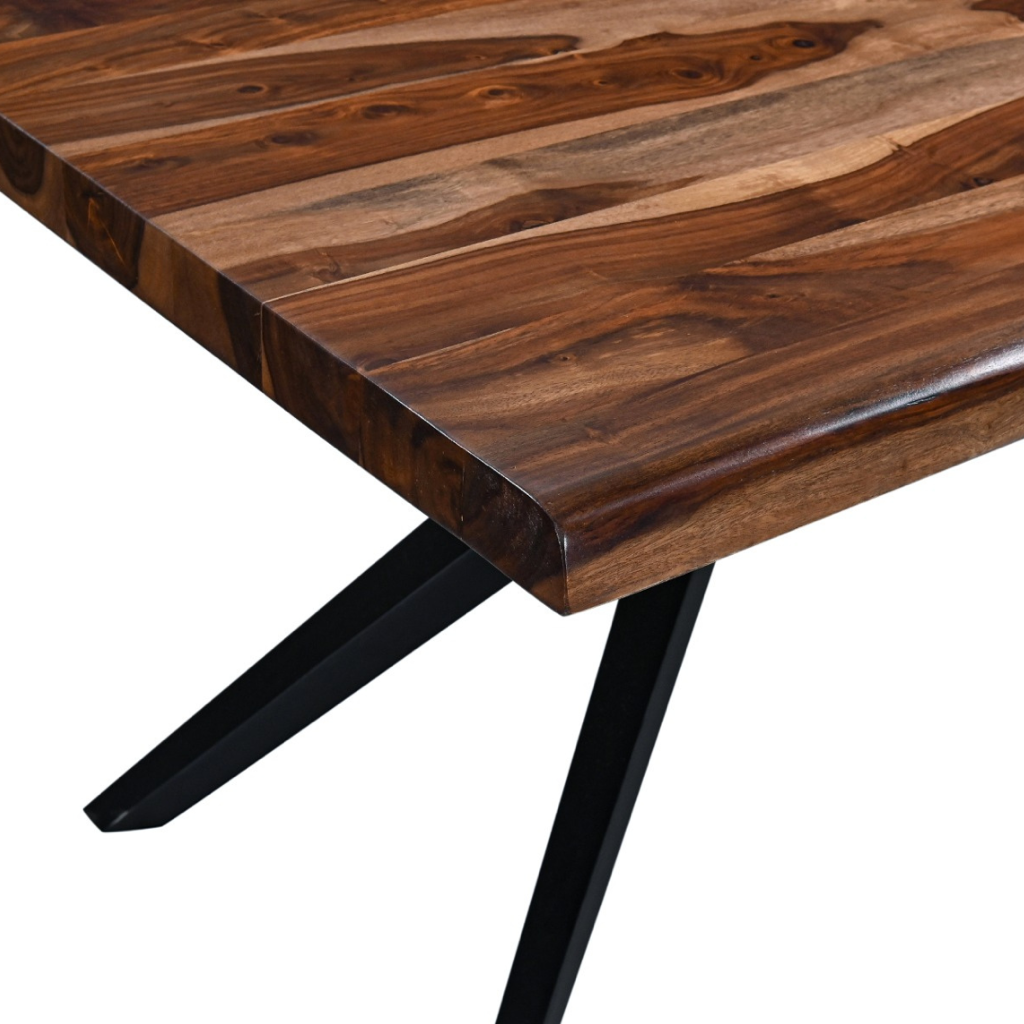 Natural Sheesham Wood Austin Loft Dining Table - Modern Farmhouse Style for Small Spaces & Urban Apartments