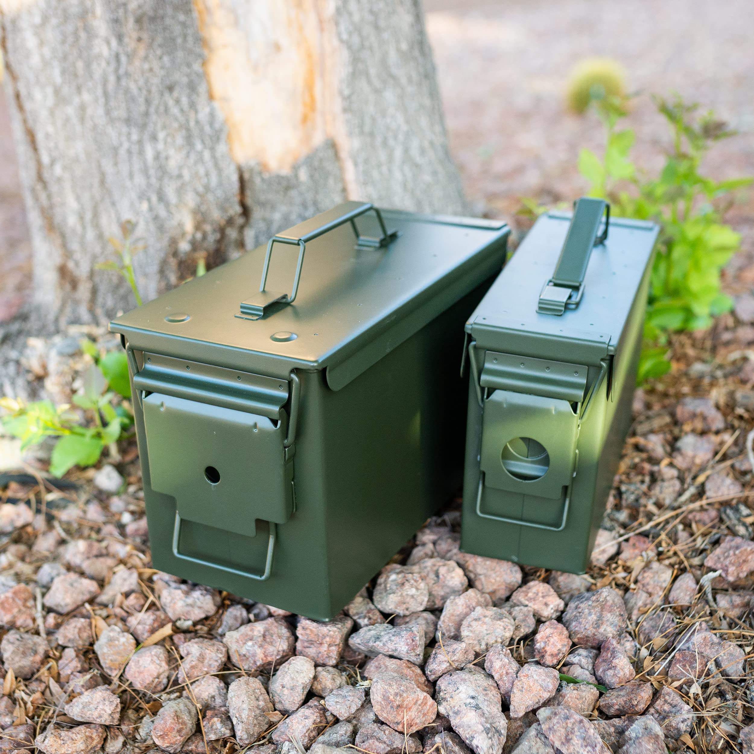 50 Cal Ammo Can Set - 4 Pack Heavy Duty Steel Ammunition Storage Boxes for Long Term Ammo & Gear Protection | Waterproof, Rustproof Military Grade Containers for Hunting, Shooting Range & Outdoor Adventures