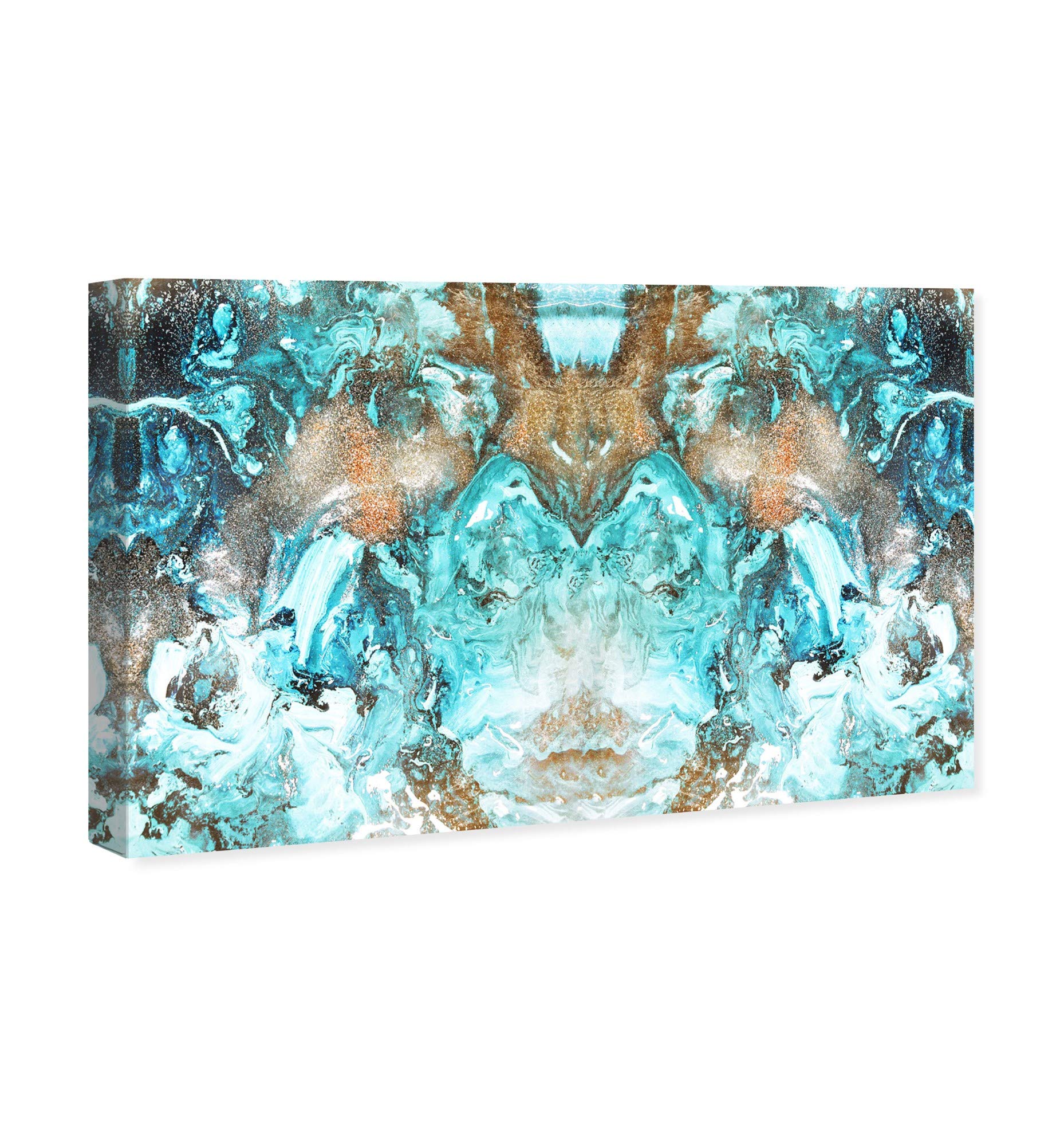 Wynwood Studio Abstract Wall Art Canvas Print 'Blazing Blue Gold Long' - Modern Home Decor Painting 36