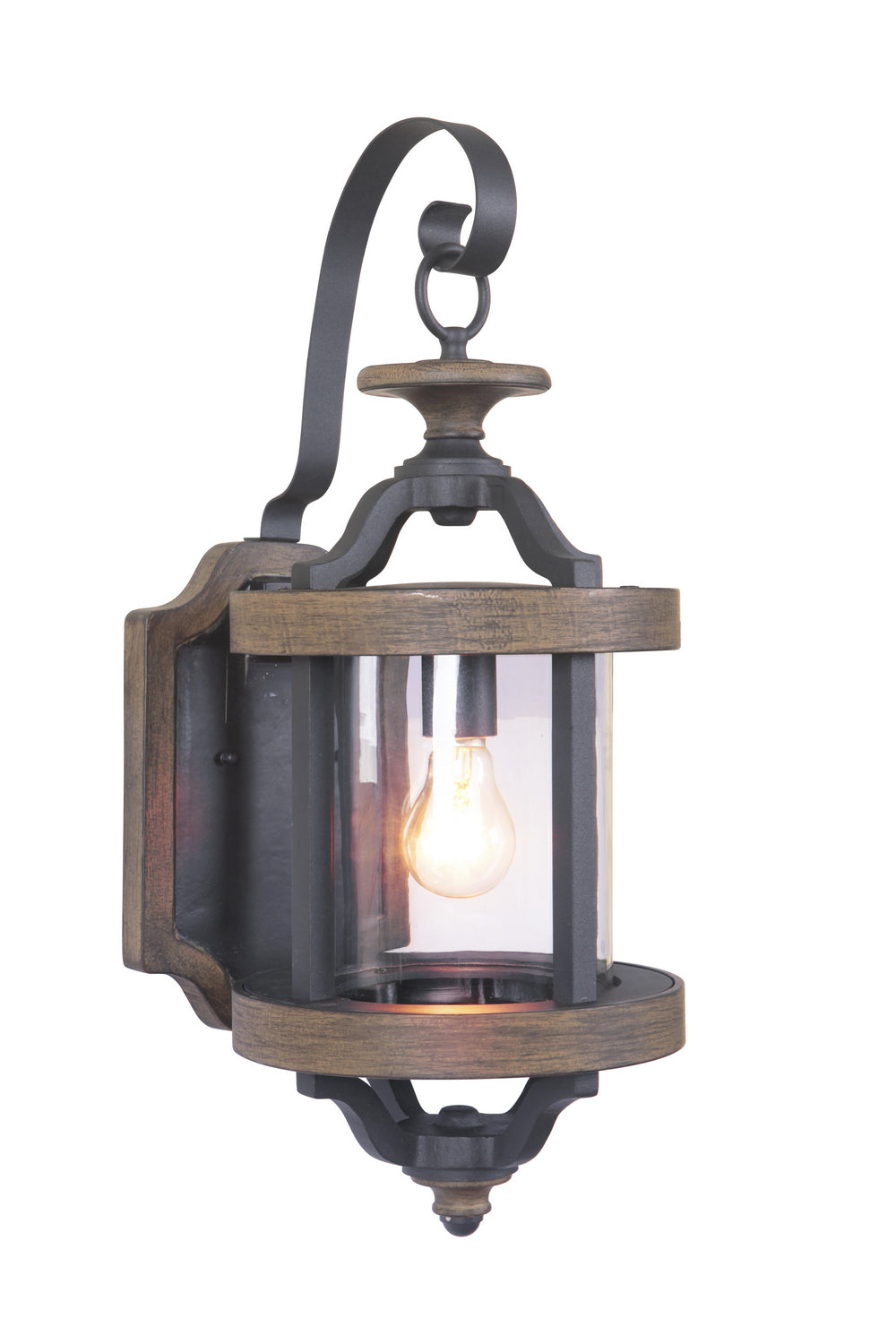 Ashwood One Light Wall Sconce - Textured Black & Whiskey Barrel Finish - Rustic Farmhouse Lighting for Bedroom, Hallway & Porch