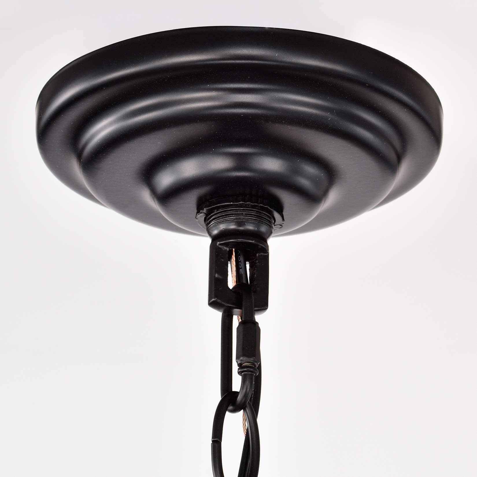 Farmhouse 6-Light Black Globe Chandelier - 21 Inch Kitchen Island Pendant Light for Dining Room, Living Room, Entryway & Foyer - Rustic Ceiling Lighting Fixture for Home Decor & Modern Farmhouse Style