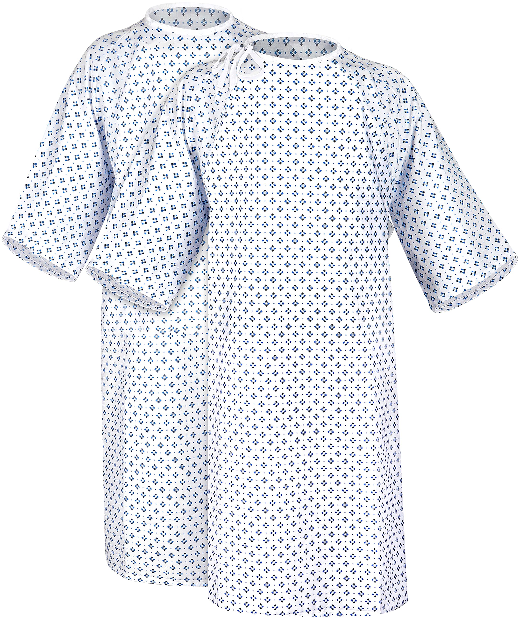 Premium Unisex Patient Gown - Soft Cotton Blend Hospital Gown for Men & Women - Comfortable Back Front Tie Design - Fits Up to 2XL - Reusable & Washable (2-Pack) - Ideal for Hospitals, Clinics, Home Care & Post-Surgery Recovery
