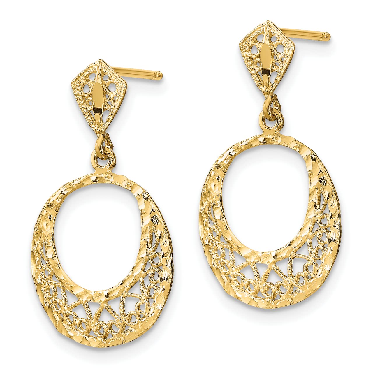Lex & Lu 14k Yellow Gold Fancy Post Dangle Earrings for Women - Elegant & Hypoallergenic Gold Stud Earrings - Perfect for Weddings, Parties & Everyday Wear