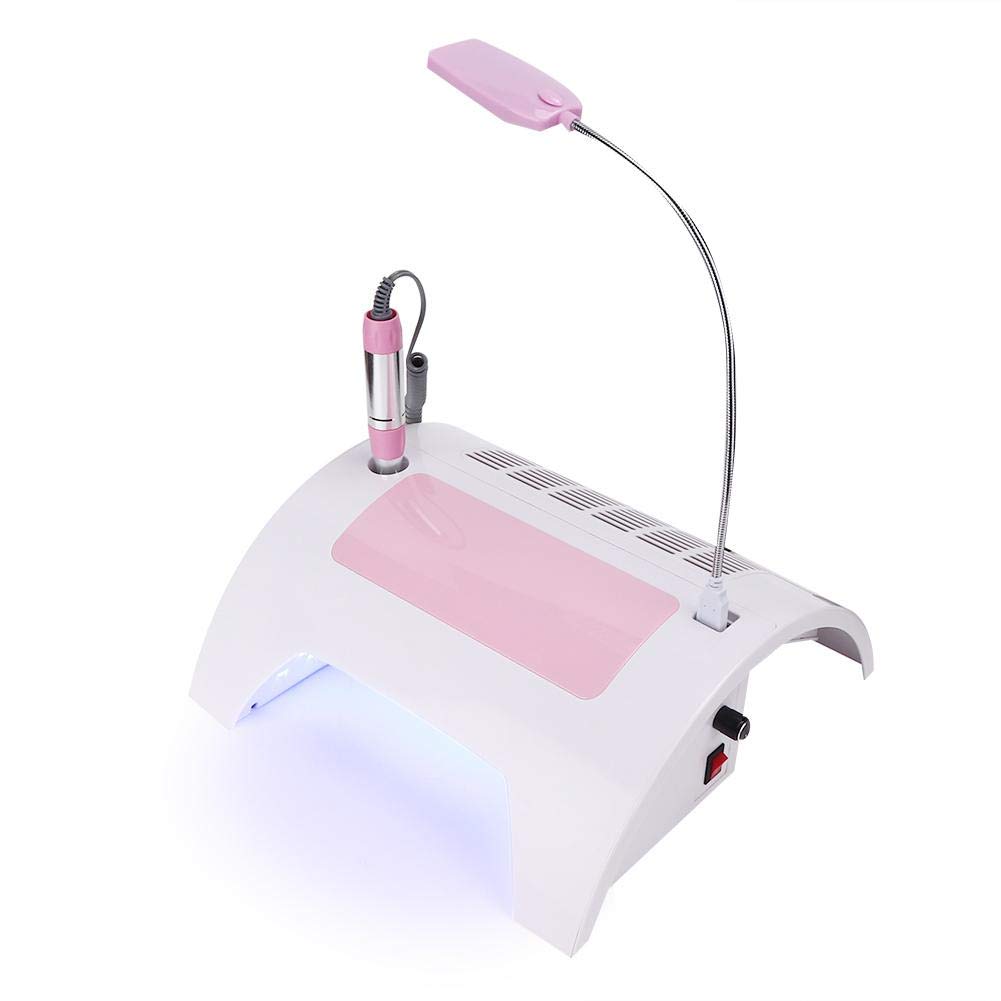 5 in 1 Nail Dust Collector with Drill - 60W Multi-Functional Nail Grinding Machine, Cleaner, Manicure Light & Hand Rest Pillow for Salon & Home Manicure Pedicure | Perfect for Nail Salons, DIY Nail Art & Professional At-Home Grooming (US)