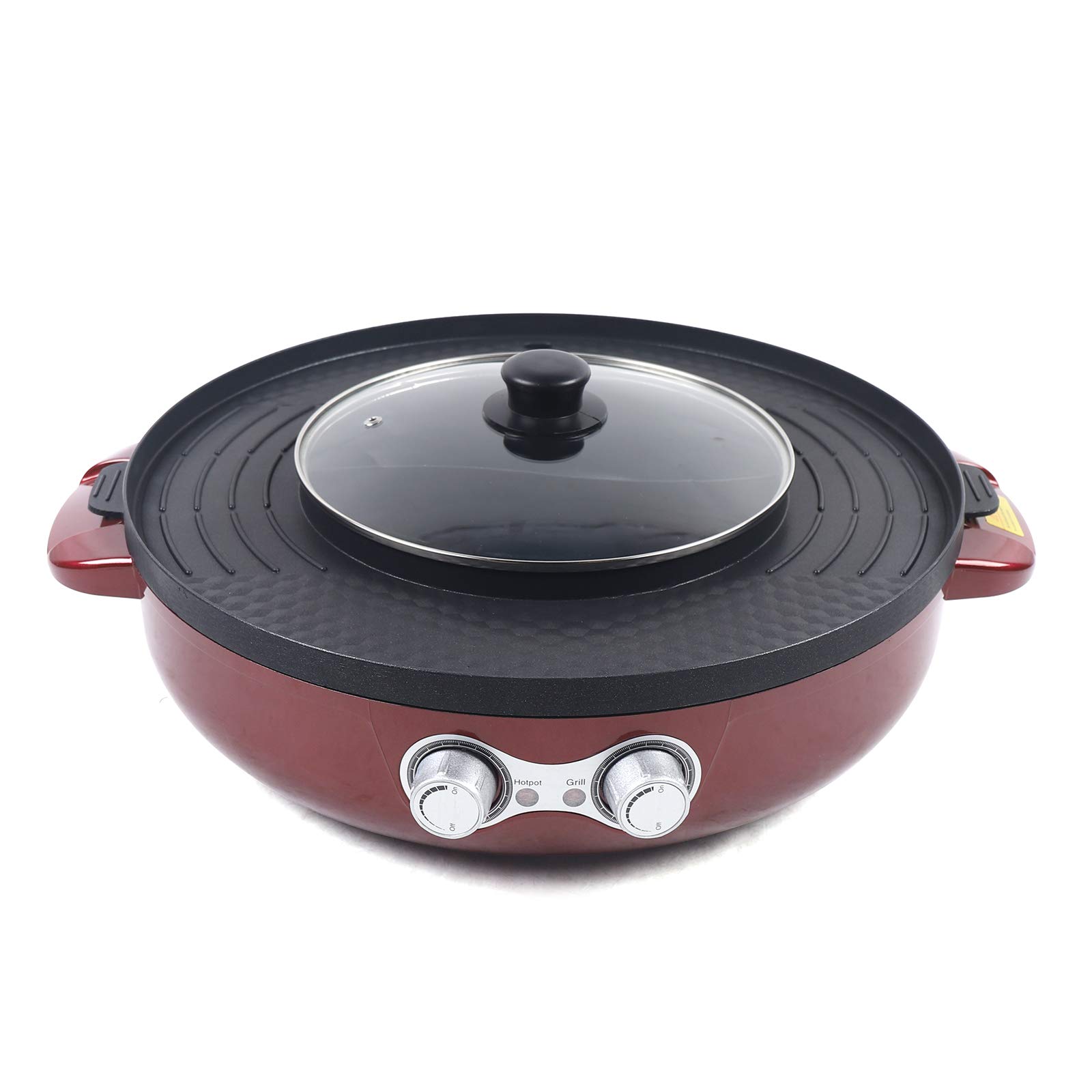 Gdrasuya10 2-in-1 Electric Smokeless Grill and Hot Pot - 2200W Dual Temperature Control Indoor BBQ & Shabu Shabu Cooker - 110V for 2-5 People - Perfect for Family Gatherings, Parties & Asian Cuisine Cooking