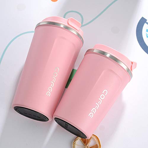 Premium Stainless Steel Travel Mug - 13oz Double Wall Vacuum Insulated Tumbler with Leak-Proof Lid (Pink) - Keeps Drinks Hot/Cold for Hours - Perfect for Commuting, Camping & Office Use