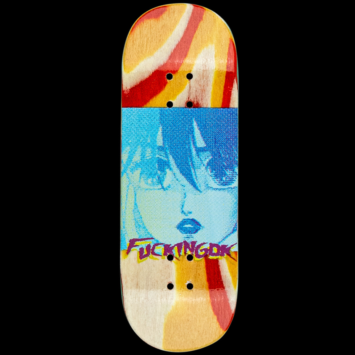 DK Real Wear Fingerboard Deck - Professional Finger Skateboard for Tricks & Stunts - F@cking DK Red/Yellow Design - Perfect for Indoor Skate Practice & Street Style Performance