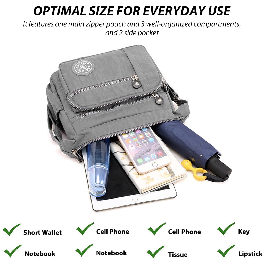 PALAY® Women's Waterproof Nylon Crossbody Bag - Multi-Layer Casual Shoulder Purse, Messenger Satchel for Travel, Work & Everyday Use | Durable Day Pack for Commuting, Shopping & Outdoor Activities