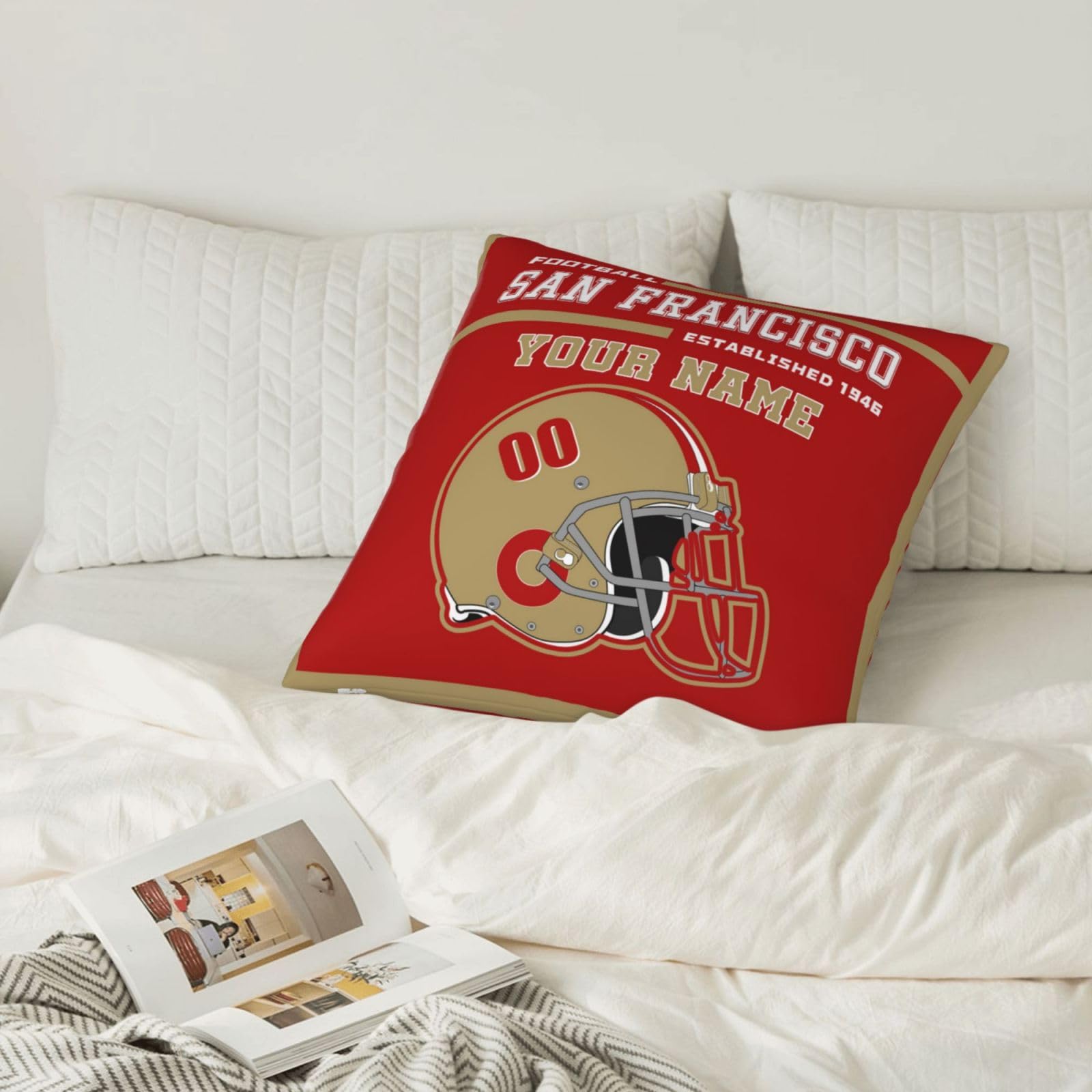 Custom San Francisco Throw Pillow Covers - Personalized Name & Number Pillowcases for Sports Fans - Unique Gifts for Men, Women & Youth - Perfect for Home Decor, Game Day & Fan Gifts