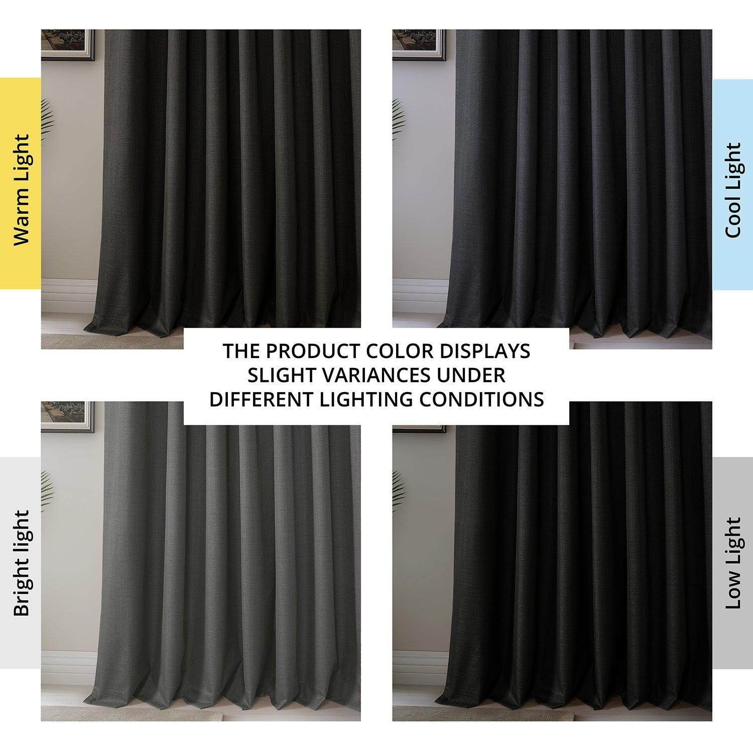 Black Vienna Basic Linen Blackout Curtains - Set of 2 Panels for Bedroom & Living Room Window Treatments | Light Blocking, Noise Reducing, Thermal Insulated Drapes