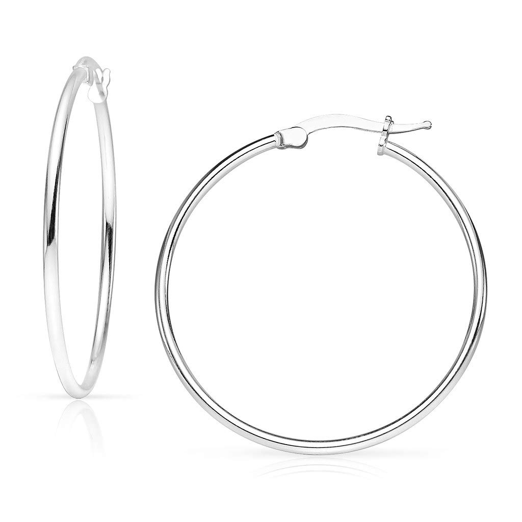 SolidSilver - Sterling Silver Hoop Earrings for Women, Round Thin High Polished Click-Top Hoops | Perfect for Everyday Wear, Parties & Gifts