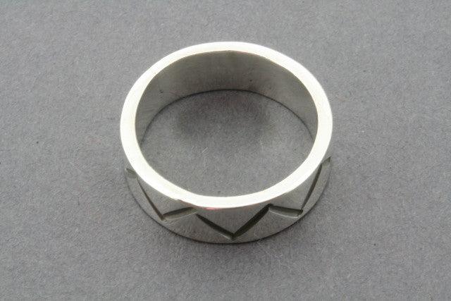 Handmade Etched Zigzag Band Sterling Silver Ring - Elegant Jewelry for Women, Perfect for Gifts, Weddings & Everyday Wear