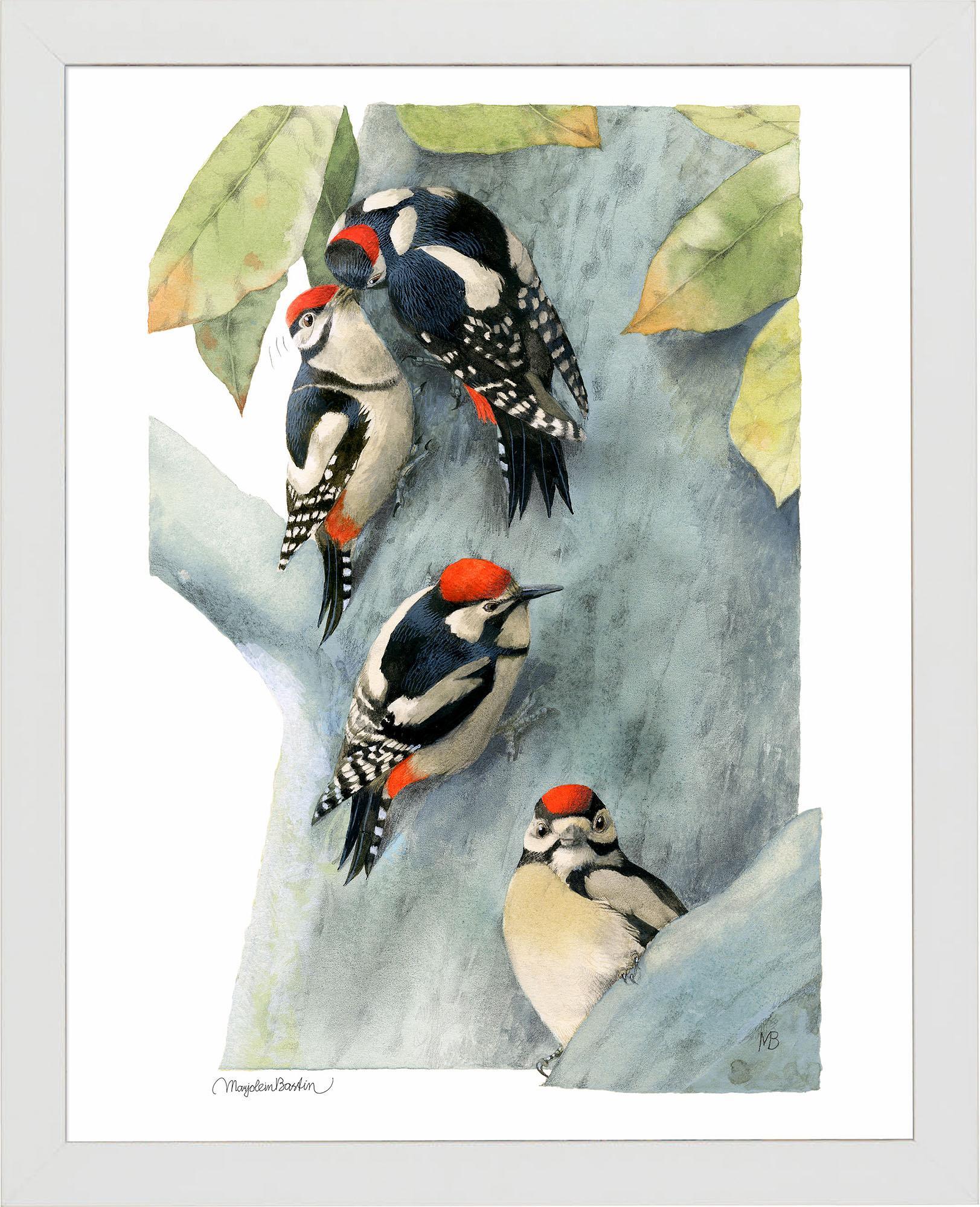 Spotted Woodpecker Family - Realistic Bird Figurine Set for Home Decor, Nature Lovers & Educational Use | Perfect for Kids' Room, Classroom & Wildlife Collections