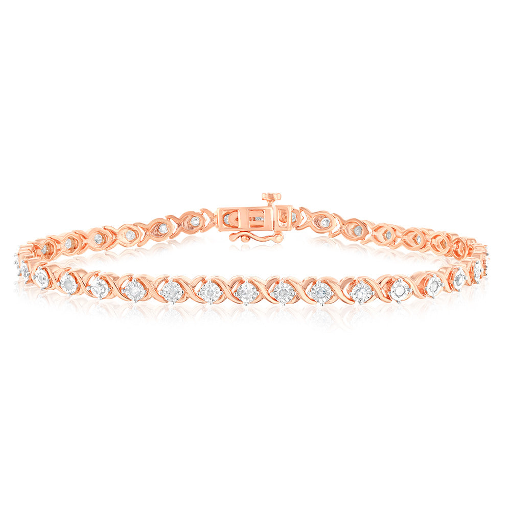 0.95 Carat Diamond Bracelet in Gold Plated Silver - Elegant Jewelry Gift for Women, Anniversary & Special Occasions