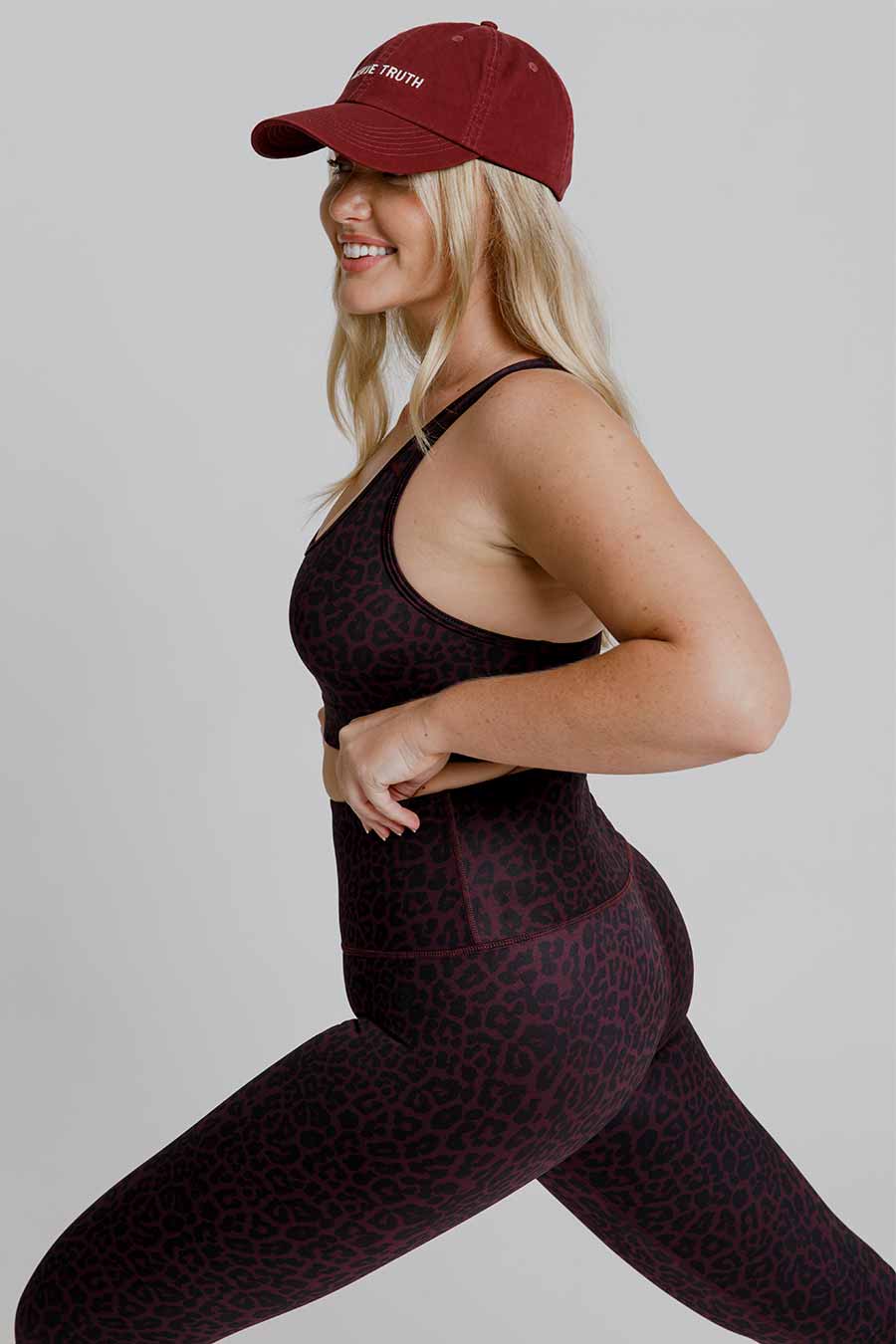High Waist Workout Leggings for Women - Wine Leopard Print - Stretchy & Comfortable Yoga Pants for Running, Gym & Everyday Wear