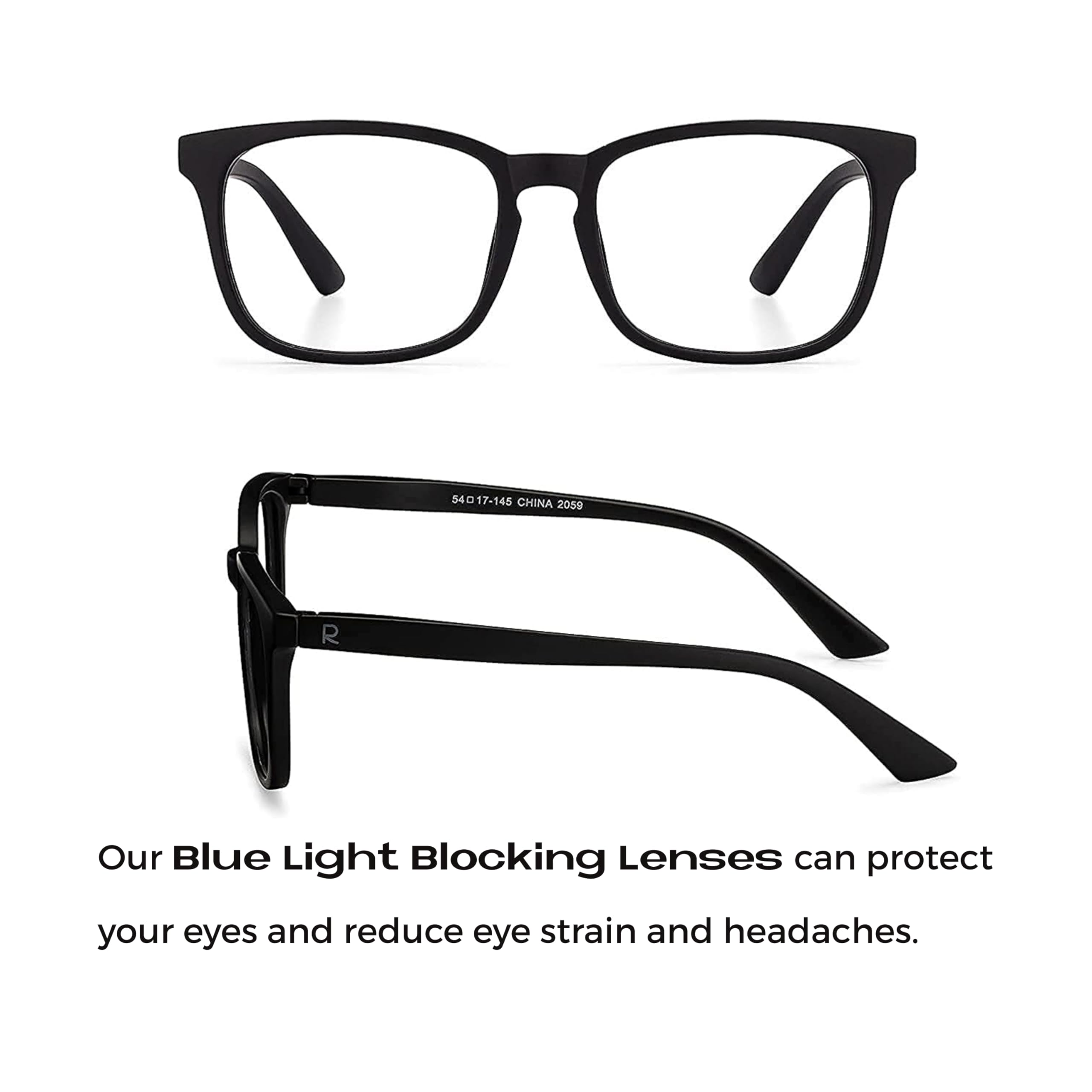 Blue Light Blocking Reading Glasses 2.00 Magnification - Anti Glare Computer Eyewear for Men & Women with UV Protection & Thin Reflective Lens - Reduce Eye Strain for Office Work, Gaming & Screen Time (Black)