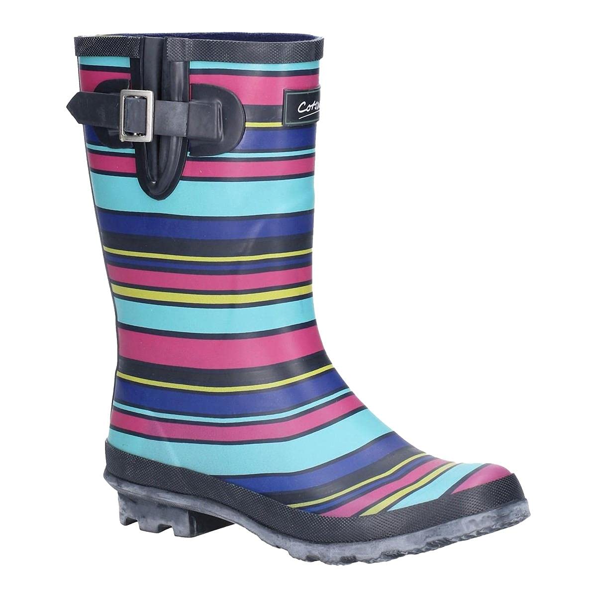 Women's Waterproof Mid Calf Wellington Boots - Elasticated Comfort Rain Boots for Gardening, Hiking & Outdoor Activities