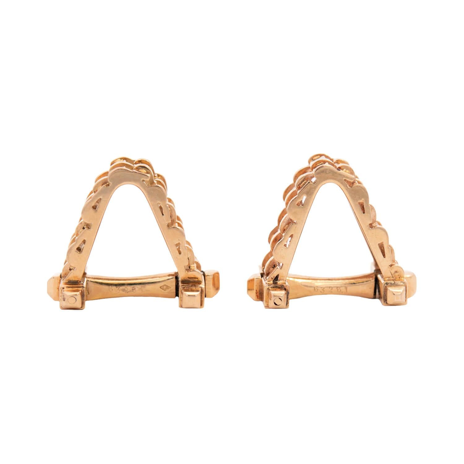 Vintage French 18k Gold Tire Track Cufflinks - Classic Luxury Men's Jewelry for Weddings, Business & Formal Occasions