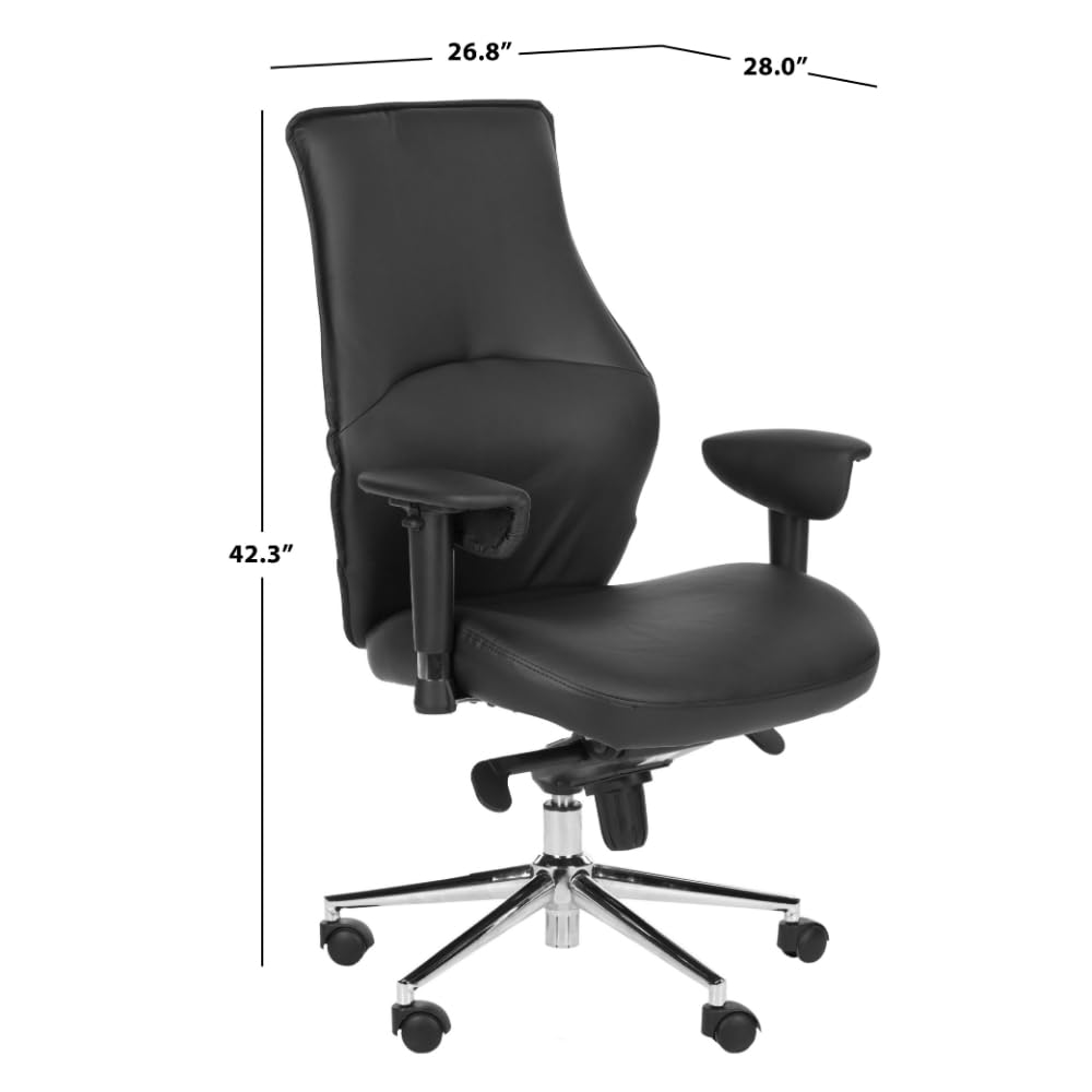Safavieh Home Collection Irving Black Office Desk Chair - Ergonomic Design for Home Office, Study & Workspace Comfort