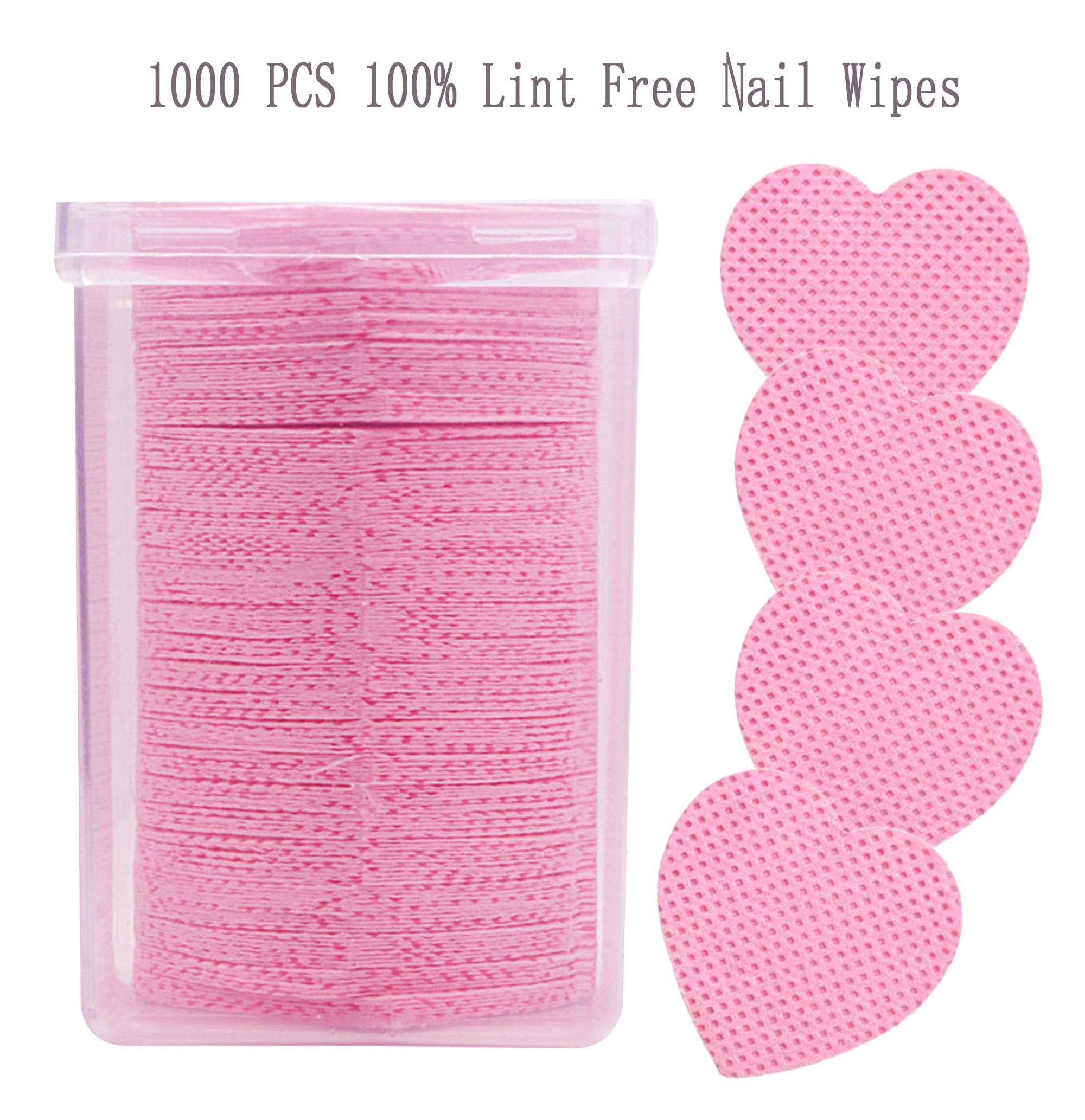 1000 PCS Lint-Free Nail Wipes & Eyelash Extension Glue Remover Wipes - Hypoallergenic Nail Polish Remover Pads for Lash Extensions, Gel Manicures & Lash Glue Cleaning - Pink | Salon & Home Use for Professional & DIY Beauty Care