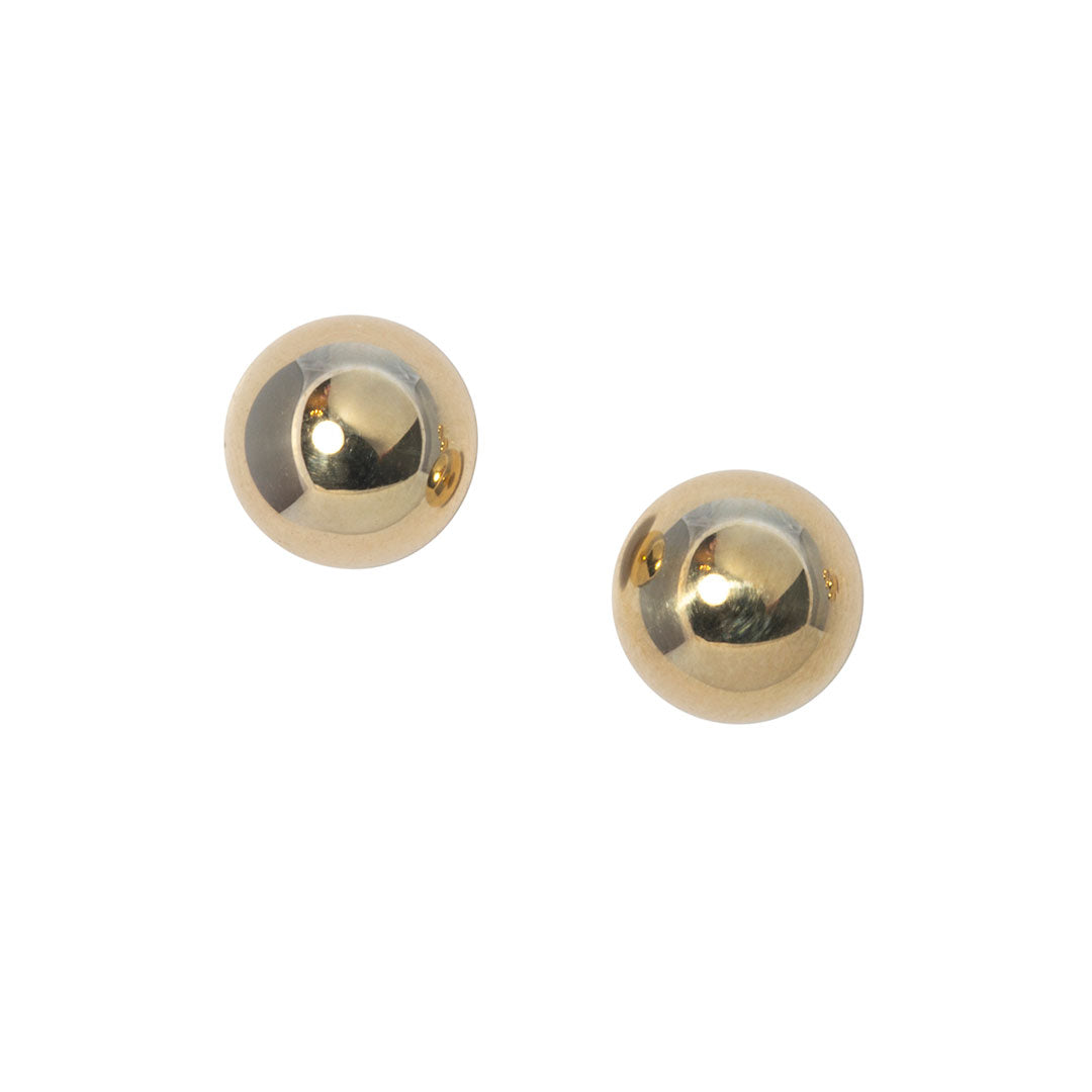 14K Yellow Gold 8mm Ball Stud Earrings for Women - Classic Round Diamond Cut Hoop Earrings - Perfect for Everyday Wear, Parties & Special Occasions