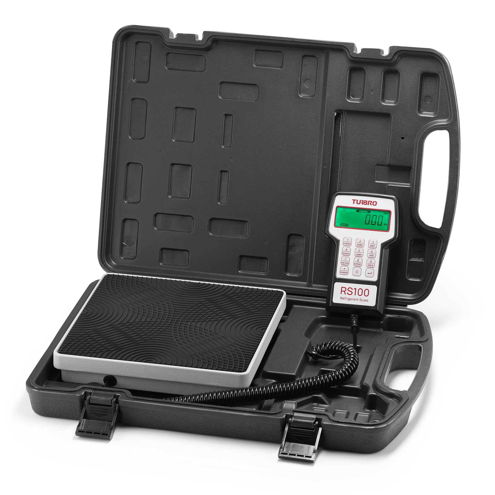 TURBRO Digital Refrigerant Scale with Wired Controller - Freon Charging & Recovery Scale, 4 Measurement Units, Memory Function, 220 lb Capacity for HVAC & Automotive AC Systems - Perfect for Professional Technicians and DIY Car Maintenance