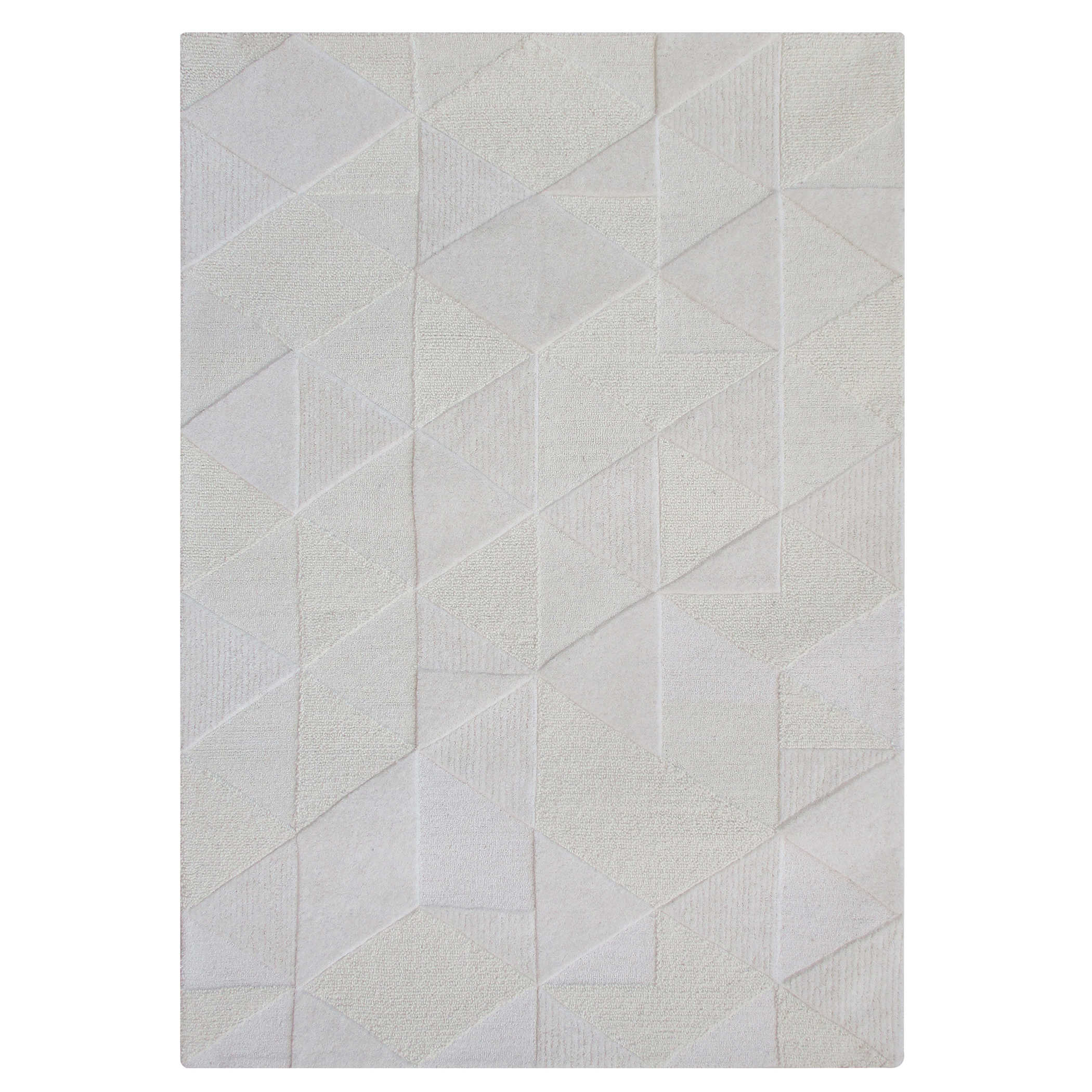 Le Veta Geometric Hand Tufted Ivory Wool Area Rug - Modern Boho Home Decor for Living Room, Bedroom & Office