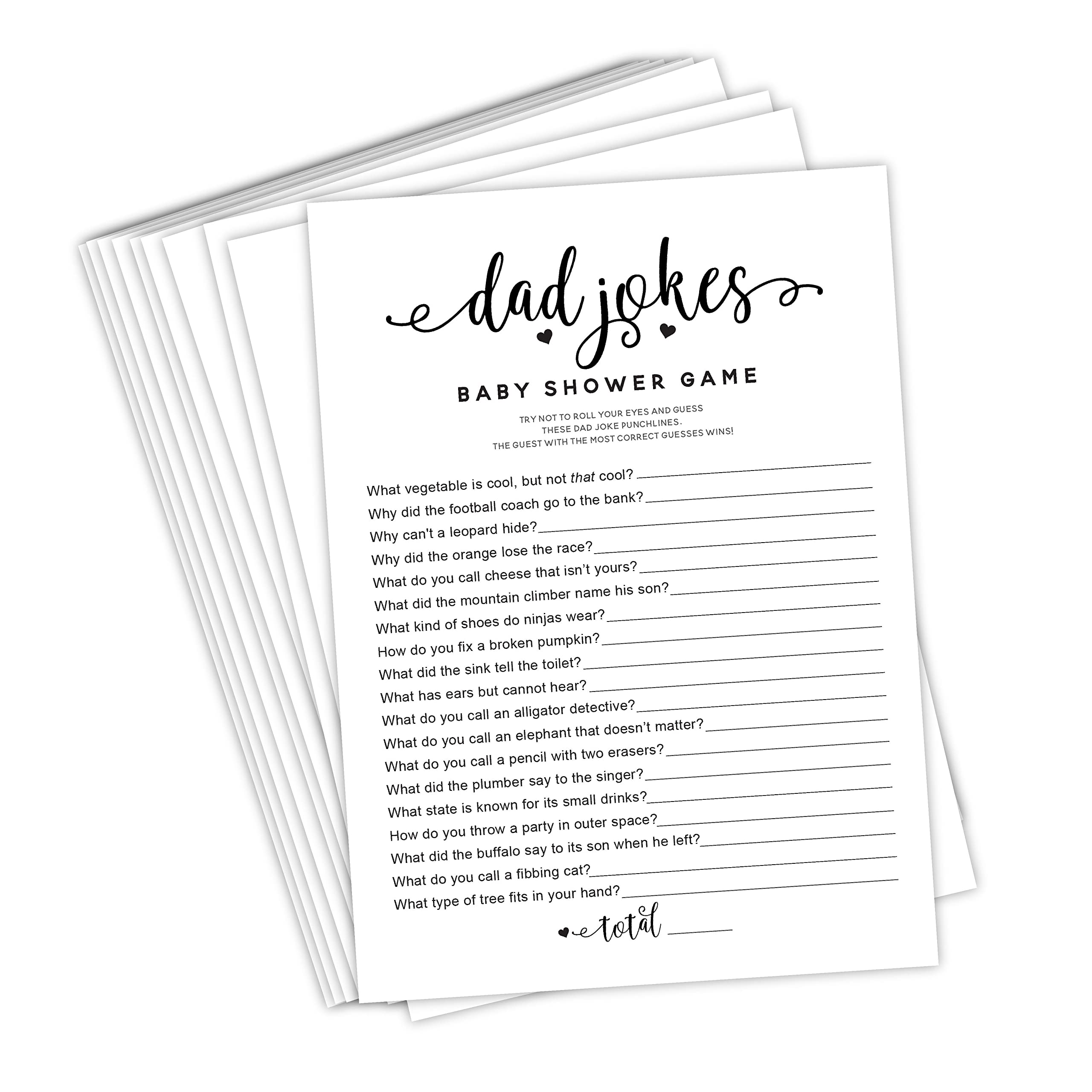 50 Pack Baby Shower Games - Fun Dad Joke Game Set for Baby Showers, Baby Sprinkles & Parties - Perfect for Gender Reveals, Bridal Showers & Family Gatherings