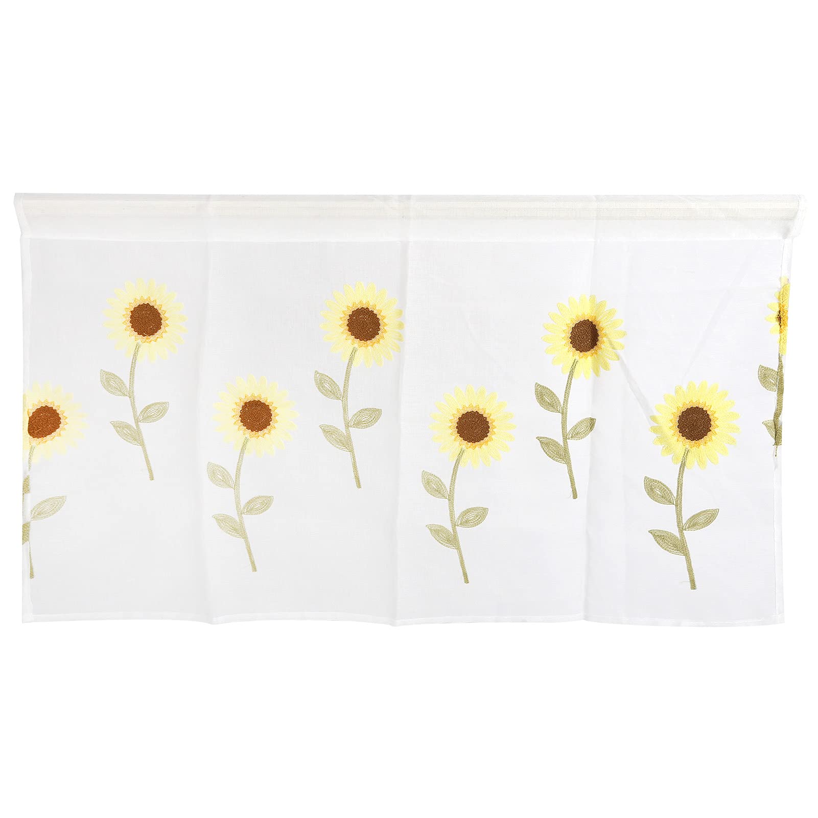 Omabeta 100x57CM Sheer Tier Curtain with Daisy Embroidery - Lightweight Semi-Transparent Window Treatment for Living Room & Bedroom - Perfect for Privacy with Natural Light Filtering