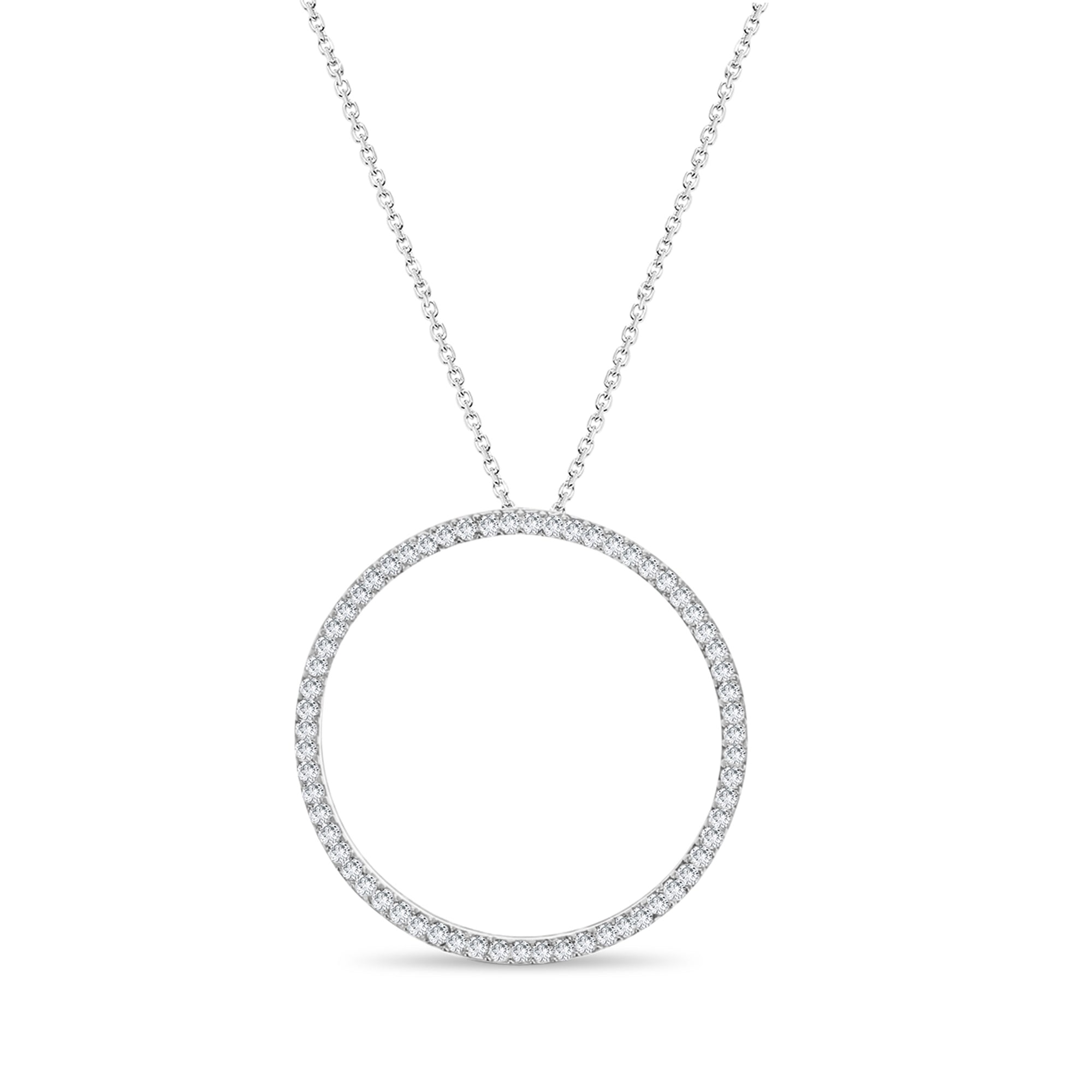 1.00cttw Circle of Life Diamond Necklace in 14k White Gold - Elegant Jewelry Gift for Women, Anniversary & Special Occasions
